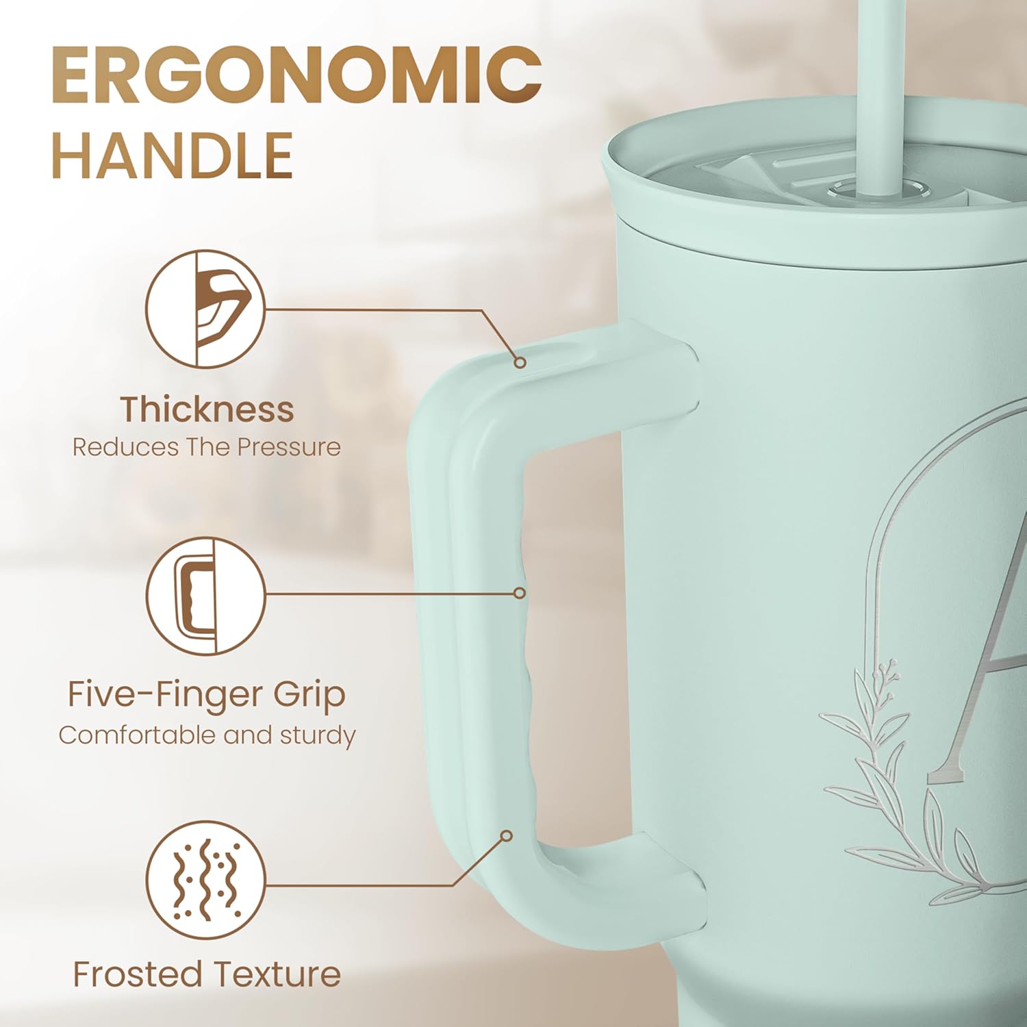 Mint Monogram Slidemate | Slider Tumbler with Handle 40oz