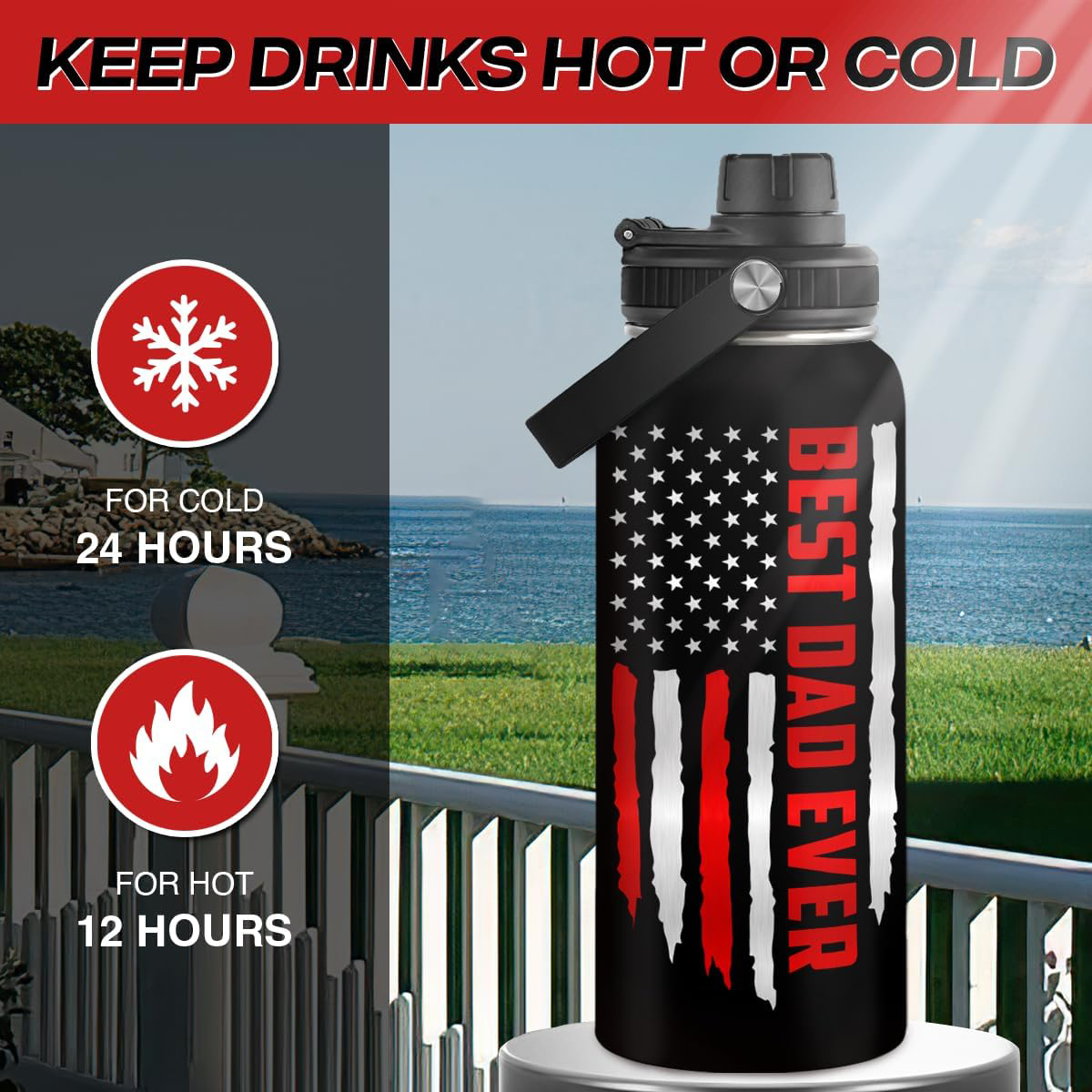 Best Dad Ever Chug Lid Water Bottle 32oz