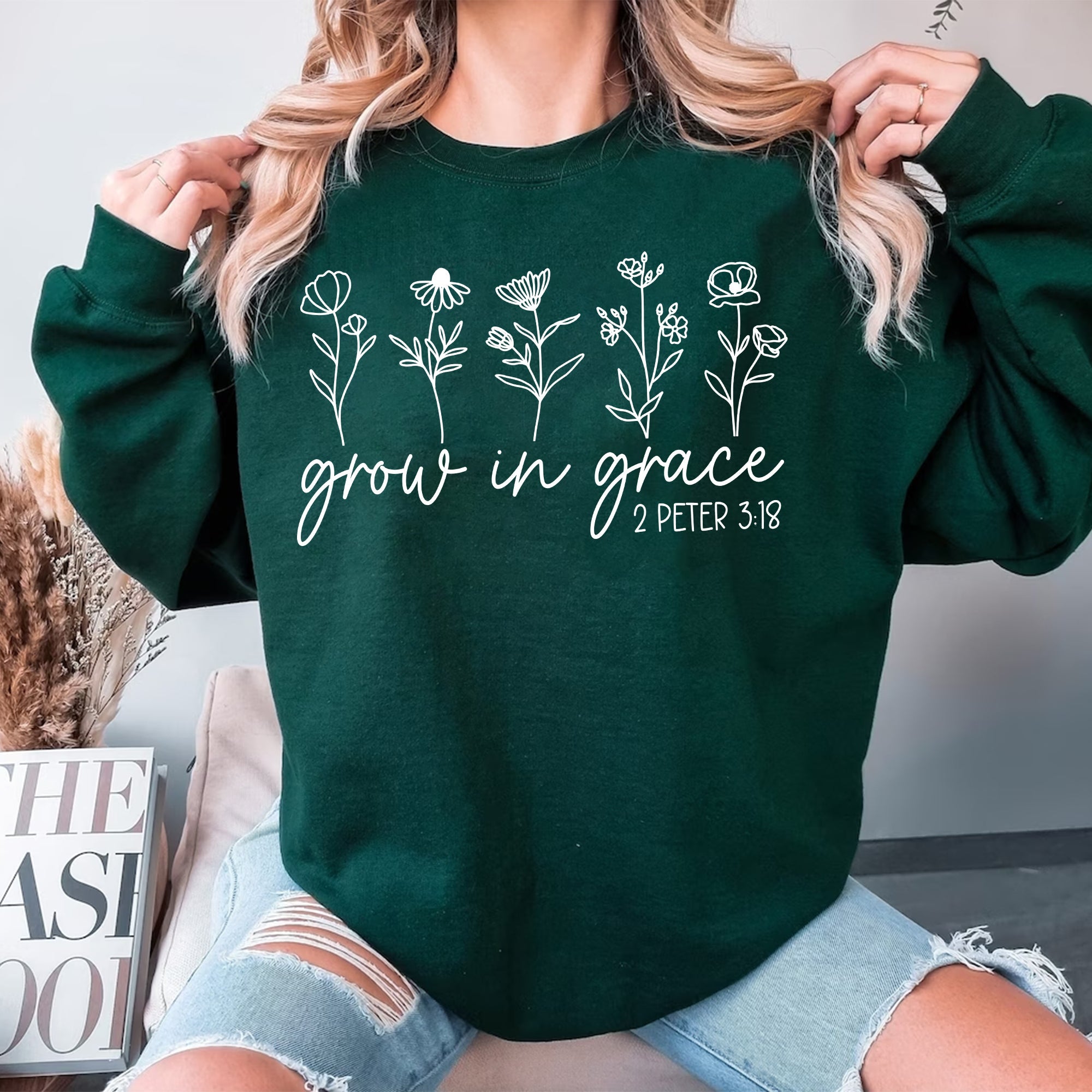 Sandjest Christian T-Shirt Grow in Grace Gift for Jesus Lover Bible Lovers