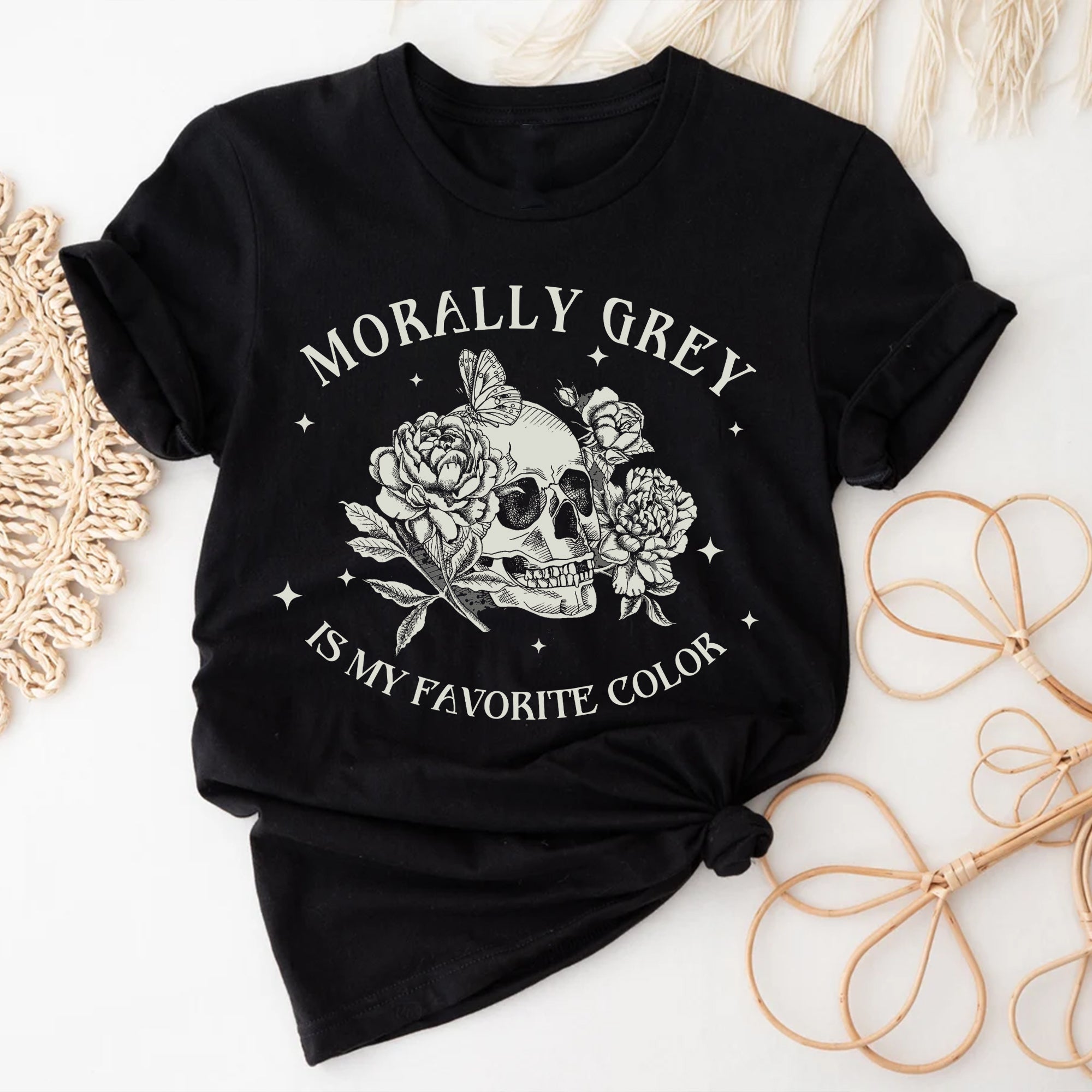 Sandjest Book T-Shirt Morally Grey Is My Favorite Color Gift for Book Lover Bookworm