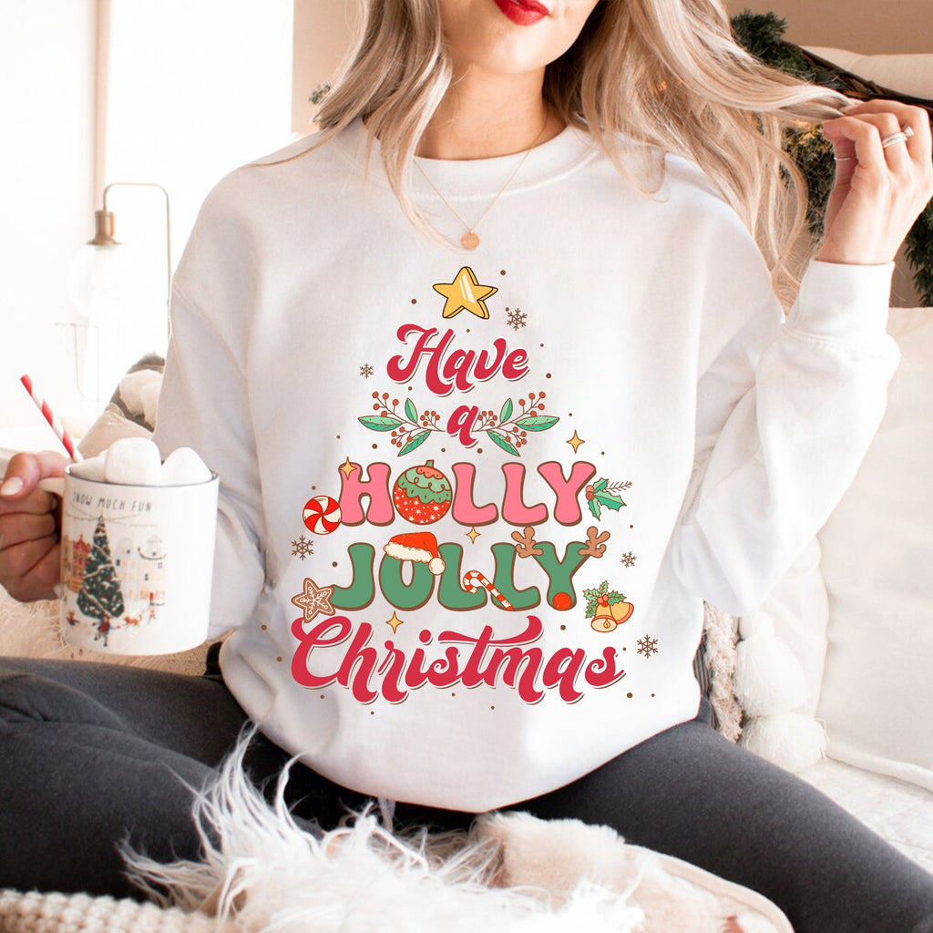 Sandjest Have a Holly Jolly Christmas Sweatshirt, Retro Christmas Sweater, Cute Christmas Sweatshirt, Holly Jolly Hoodie, Christmas Gifts