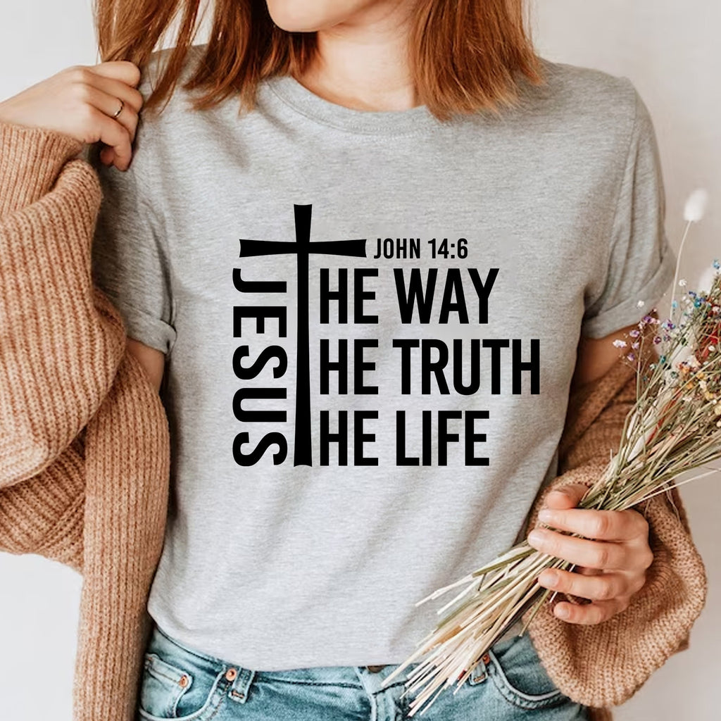 Sandjest Christian T-Shirt There Was Jesus Gift for Christians Jesus Lover Bible Lover