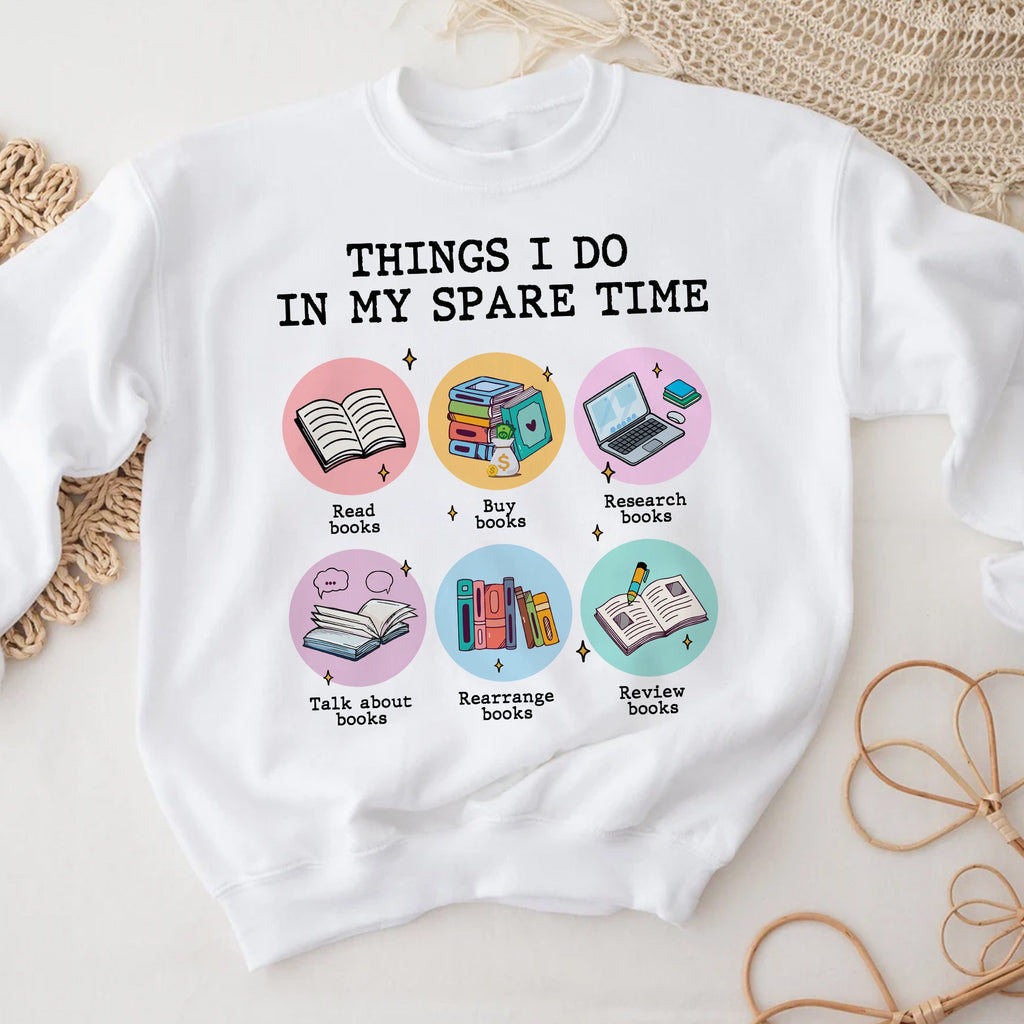 Sandjest Book T-Shirt Things I Do in My Spare Time Gift for Women Girl Friends Bookworm