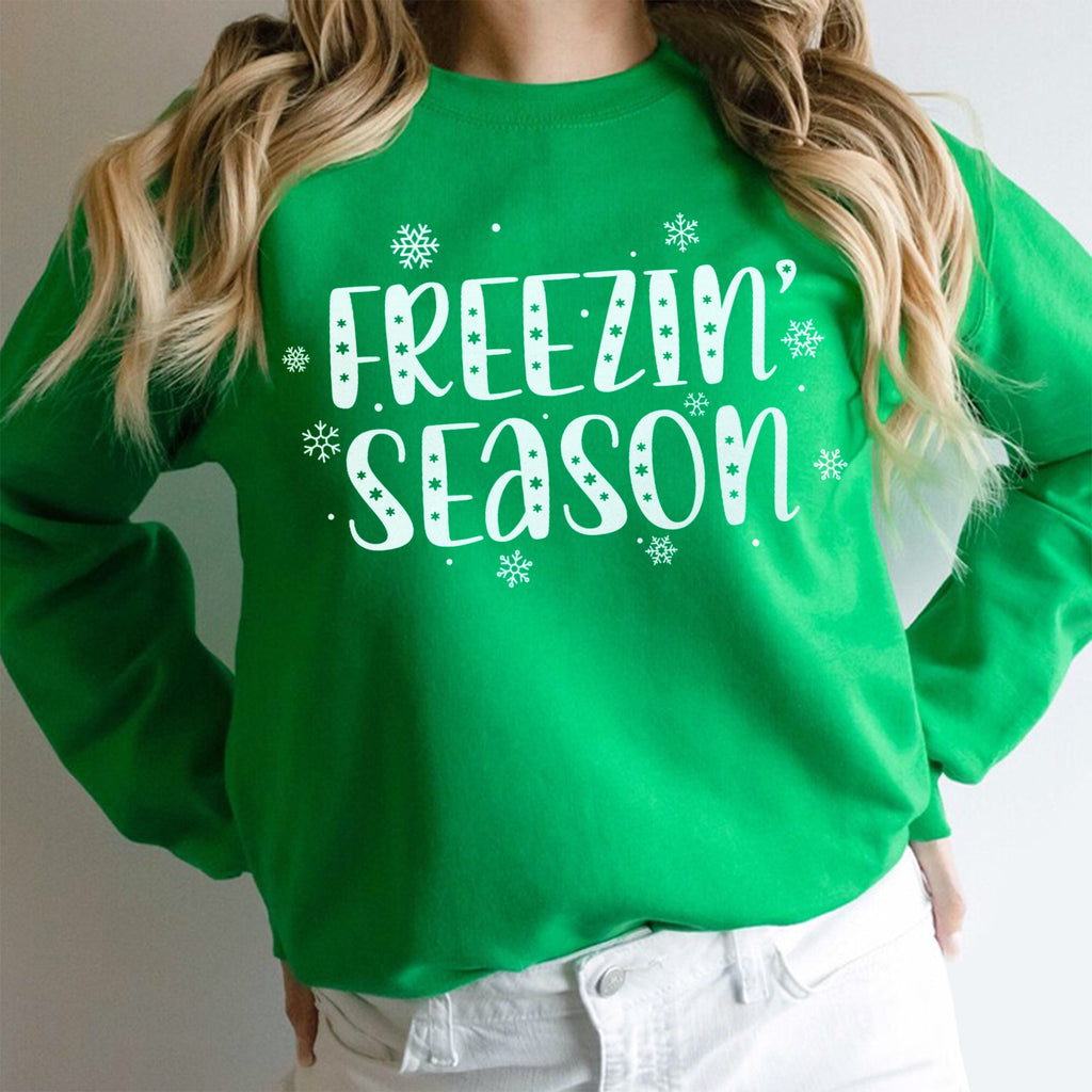 Sandjest Christmas Sweatshirt Freezin Season Gift for Women Girl Friend