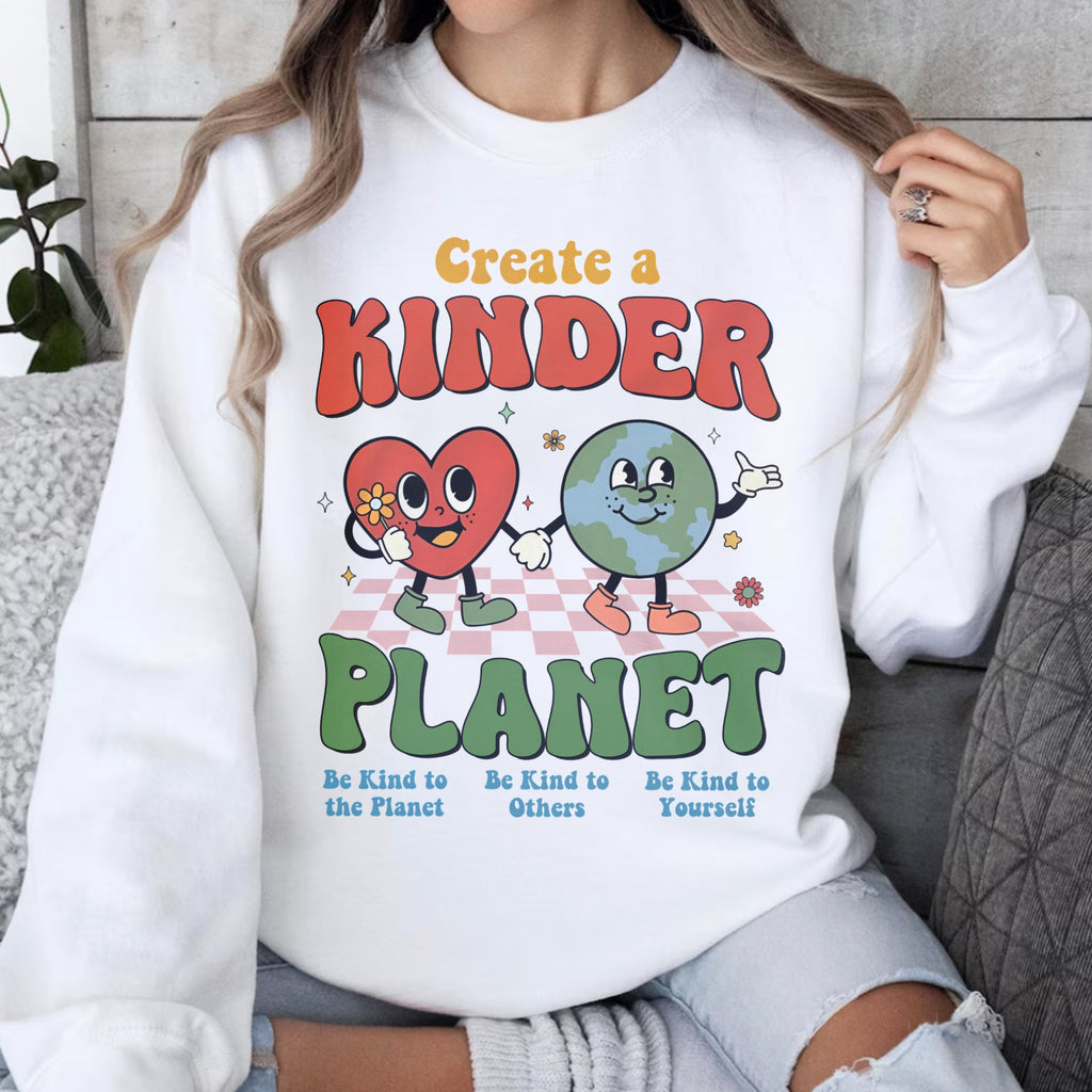 Sandjest Inspirational T-Shirt Create a Kinder Planet Gift for Women Girl Friend