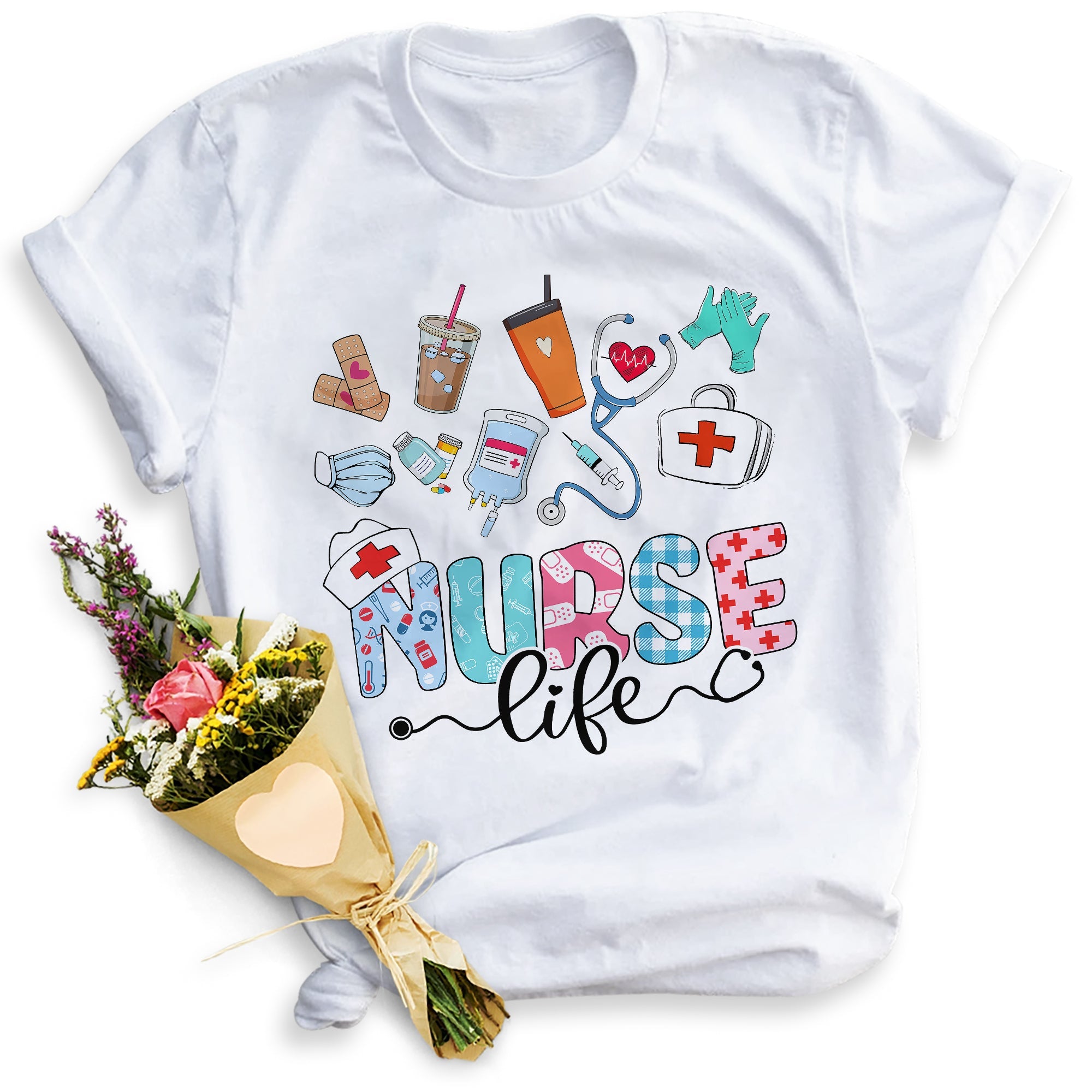 Sandjest Nurses T-Shirt Nurse Life Gift for Women Girl Friend