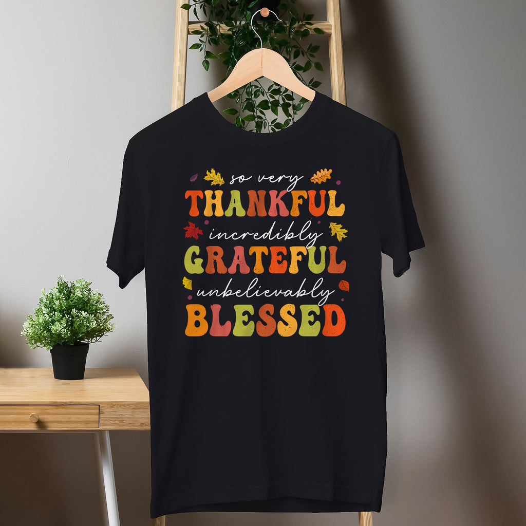 Sandjest Thankful Grateful Blessed Shirt Thanksgiving Shirt, Fall Shirt for Women Girls, Friendsgiving Shirt, Inspirational Gift