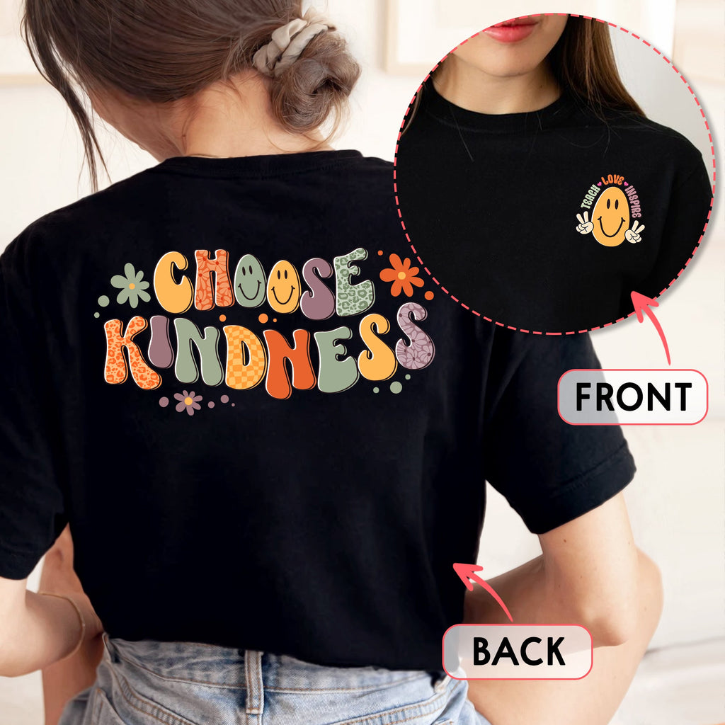 Sandjest Teacher T-Shirt Choose Kindness Retro Style Gift for Teachers