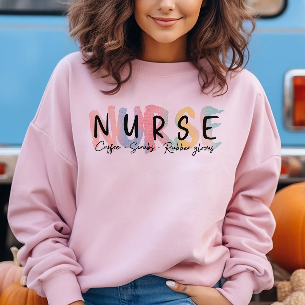 Sandjest Nurse Teacher T-Shirt Coffee Scrubs Rubber Gloves Gift for Women Girl Friends Men