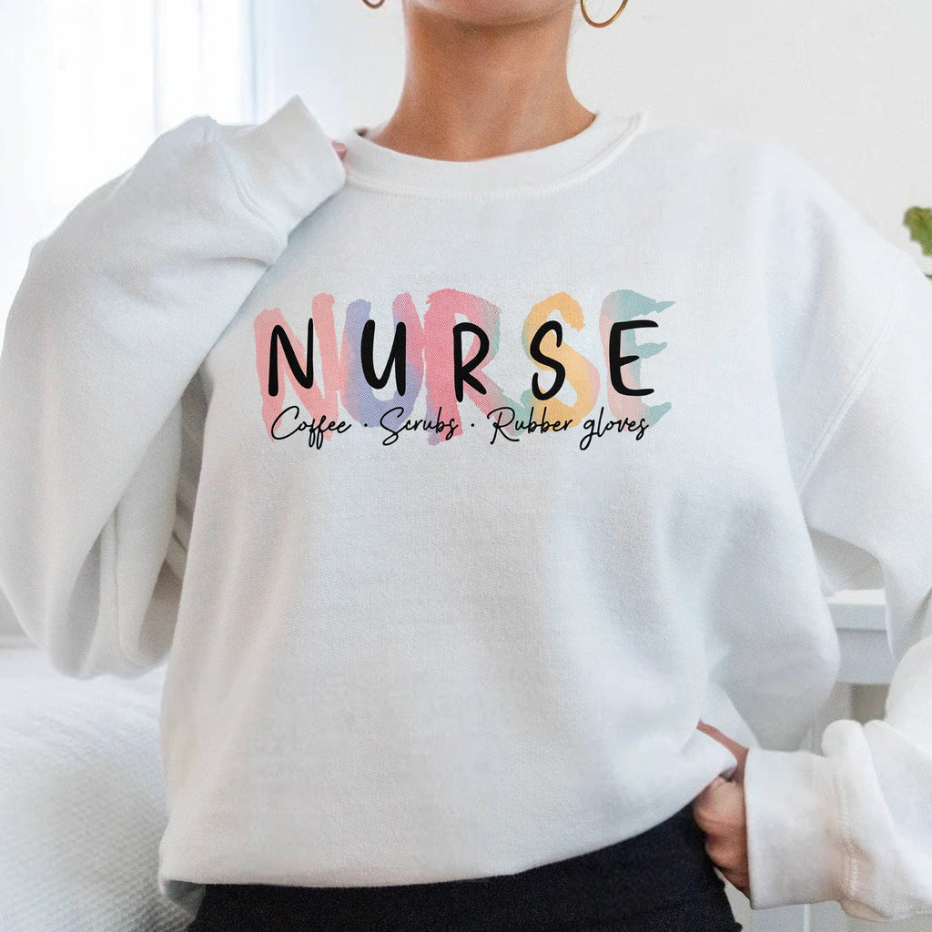 Sandjest Nurse Teacher T-Shirt Coffee Scrubs Rubber Gloves Gift for Women Girl Friends Men