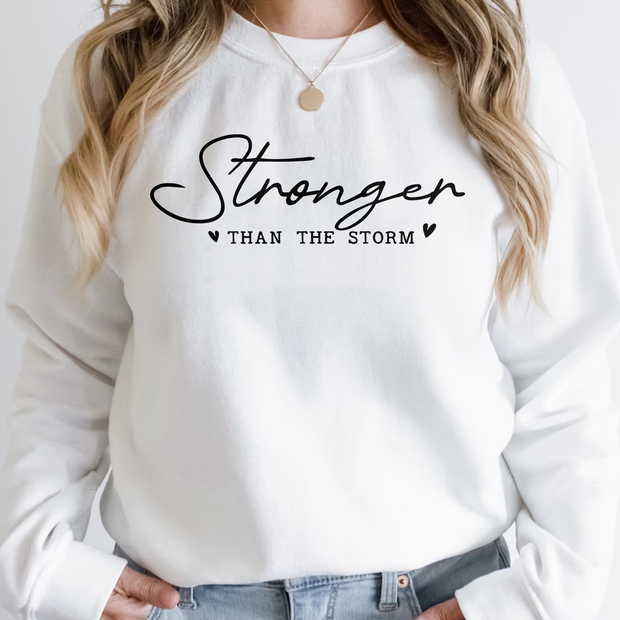 Sandjest Inspirational T-Shirt Stronger Than the Storm Gift for Women Girl Friend