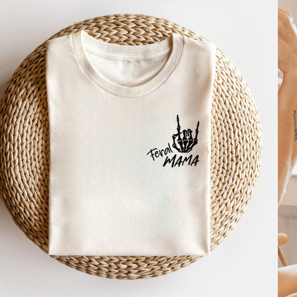 Sandjest Mom T-Shirt Just a Feral Mama Gift for Women Girl Friend Mommy Mother