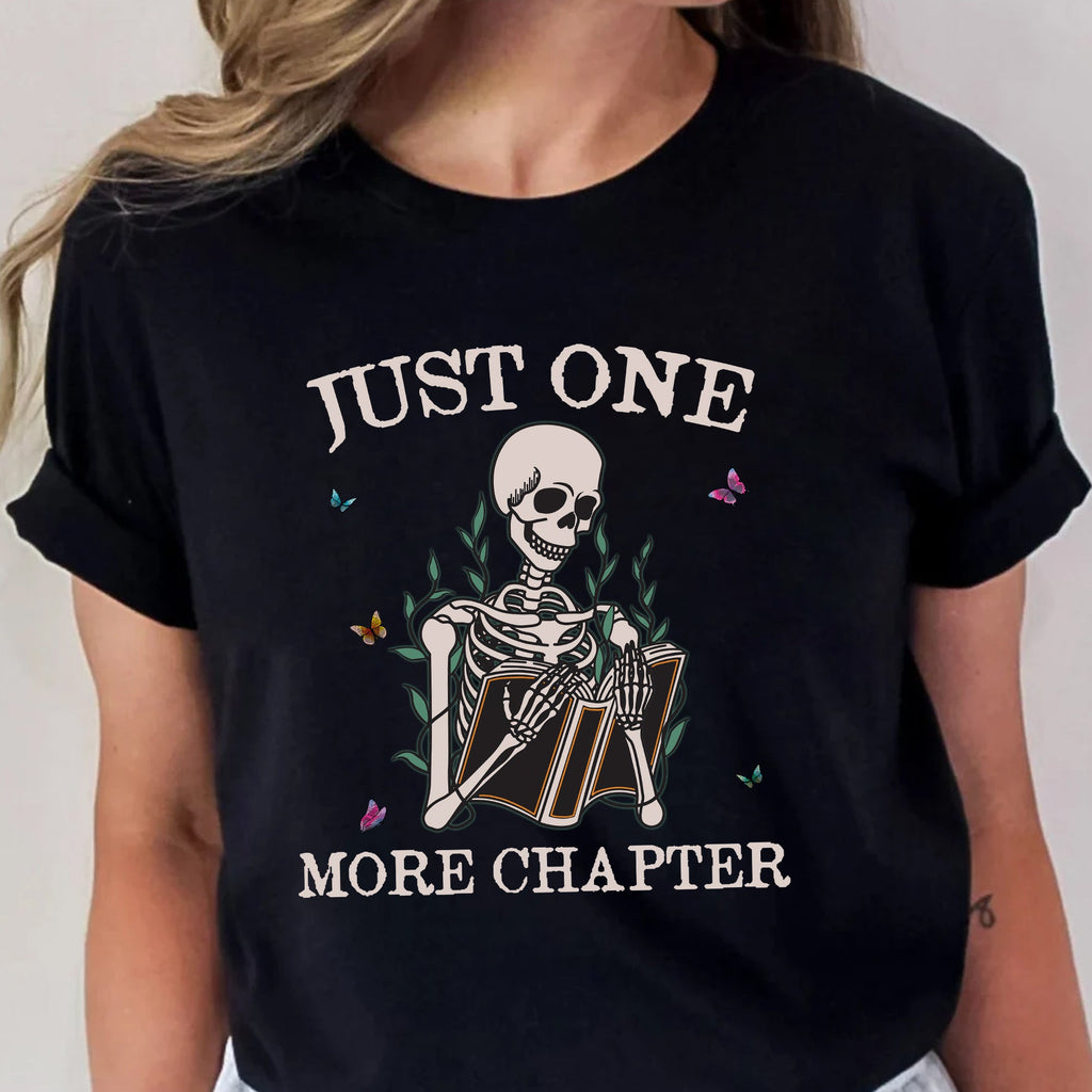 Sandjest Book Lover T-Shirt Just One More Chapter Gift for Bookworm Librarian