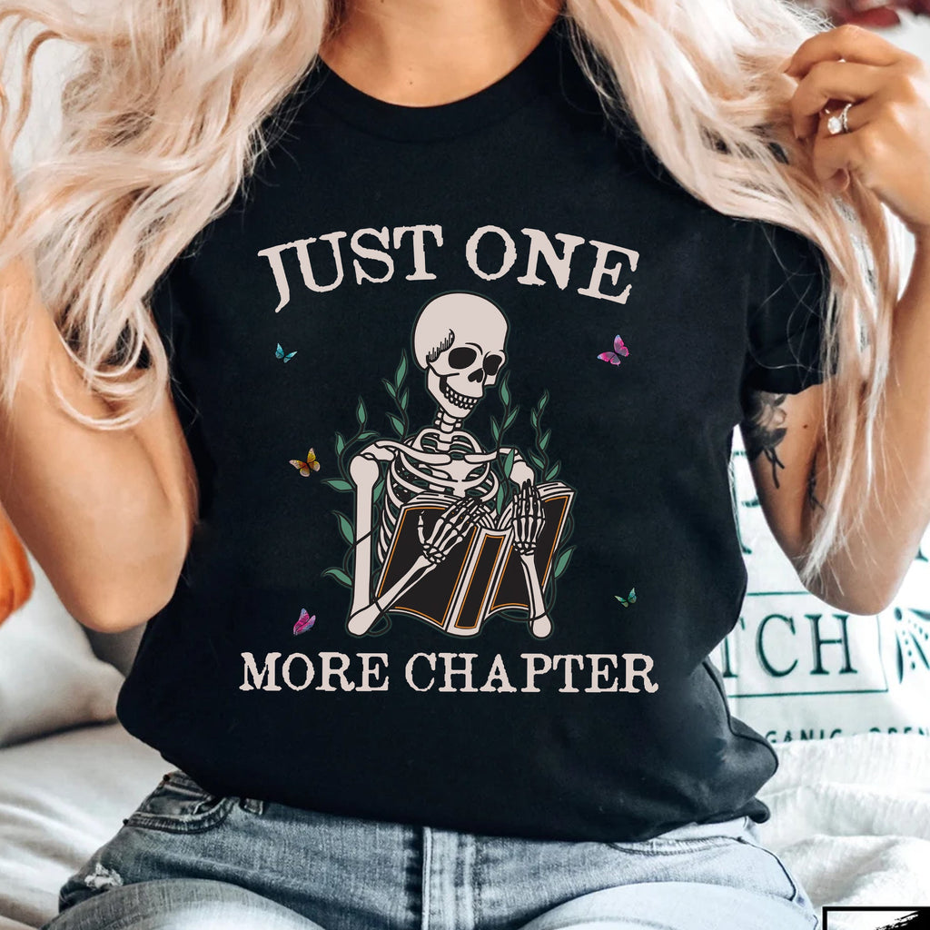 Sandjest Book Lover T-Shirt Just One More Chapter Gift for Bookworm Librarian