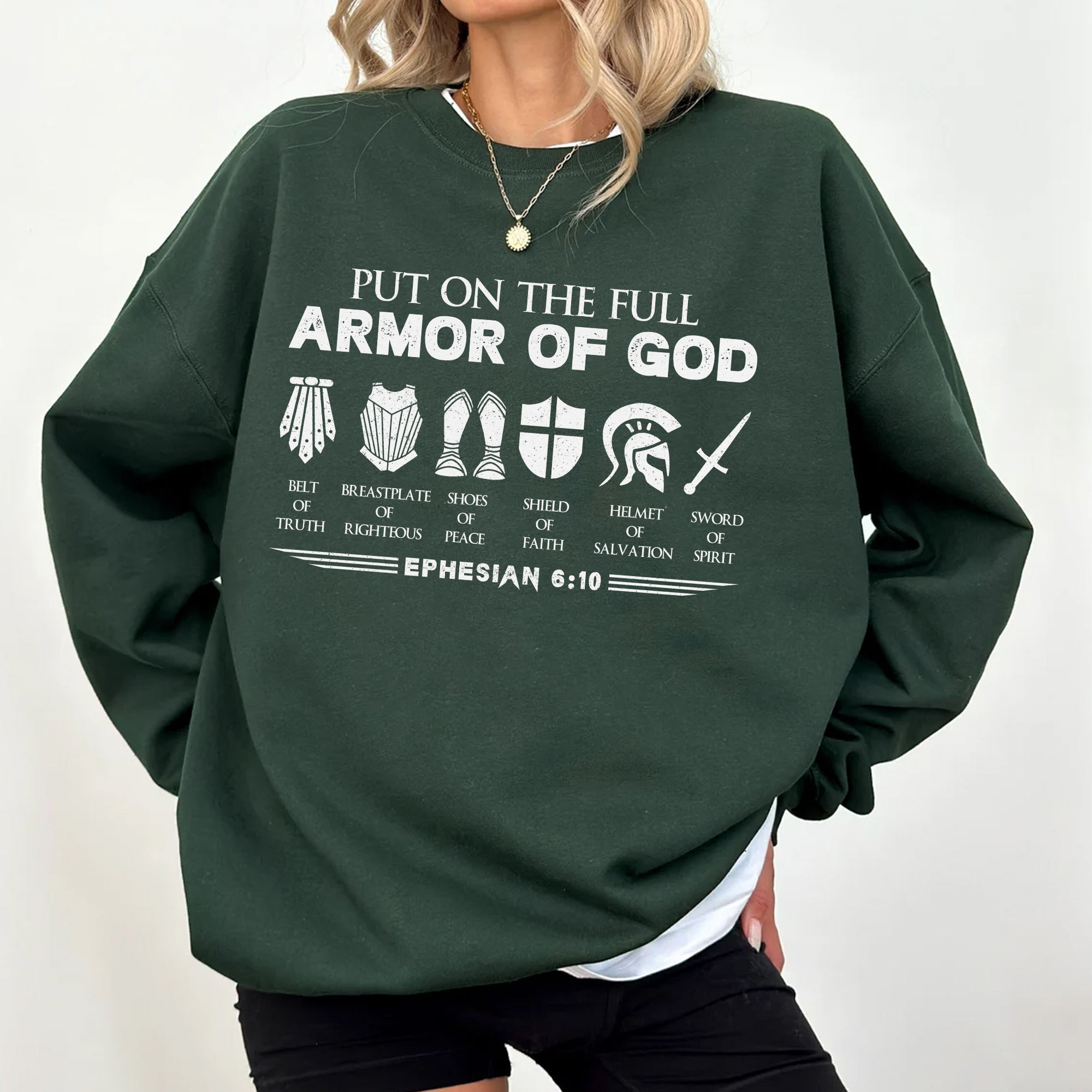 Sandjest Christian T-Shirt Put on the Full Armor of God Gift for Women Girl Friend