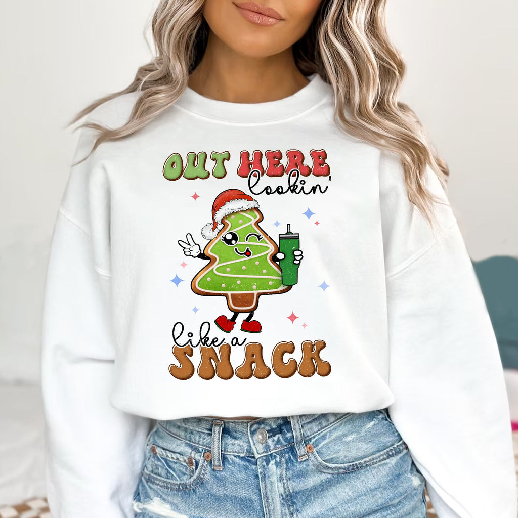 Sandjest Boojee Out Here Lookin Like a Snack Shirt, Christmas Tree Cake Shirt, Christmas Cake Shirt, Funny Christmas Sweatshirt