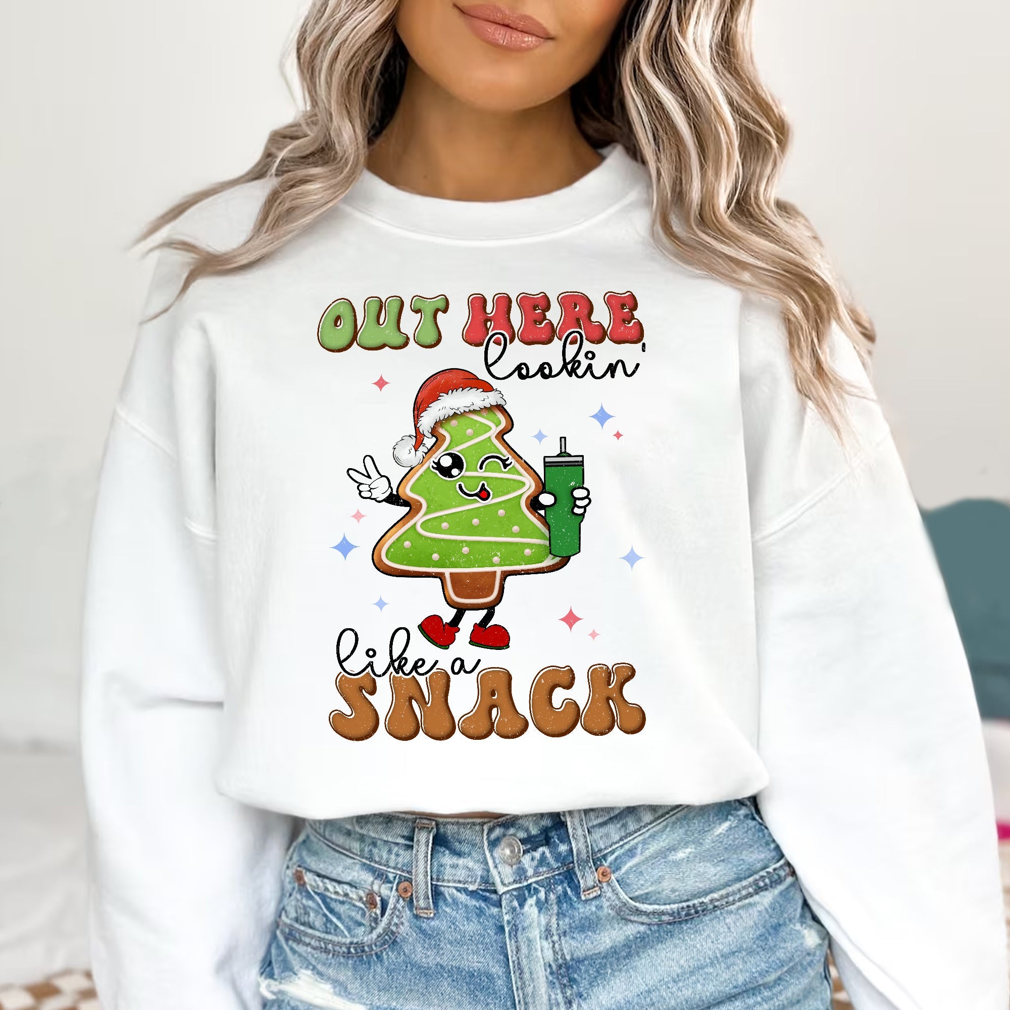 Sandjest Boojee Out Here Lookin Like a Snack Shirt, Christmas Tree Cake Shirt, Christmas Cake Shirt, Funny Christmas Sweatshirt