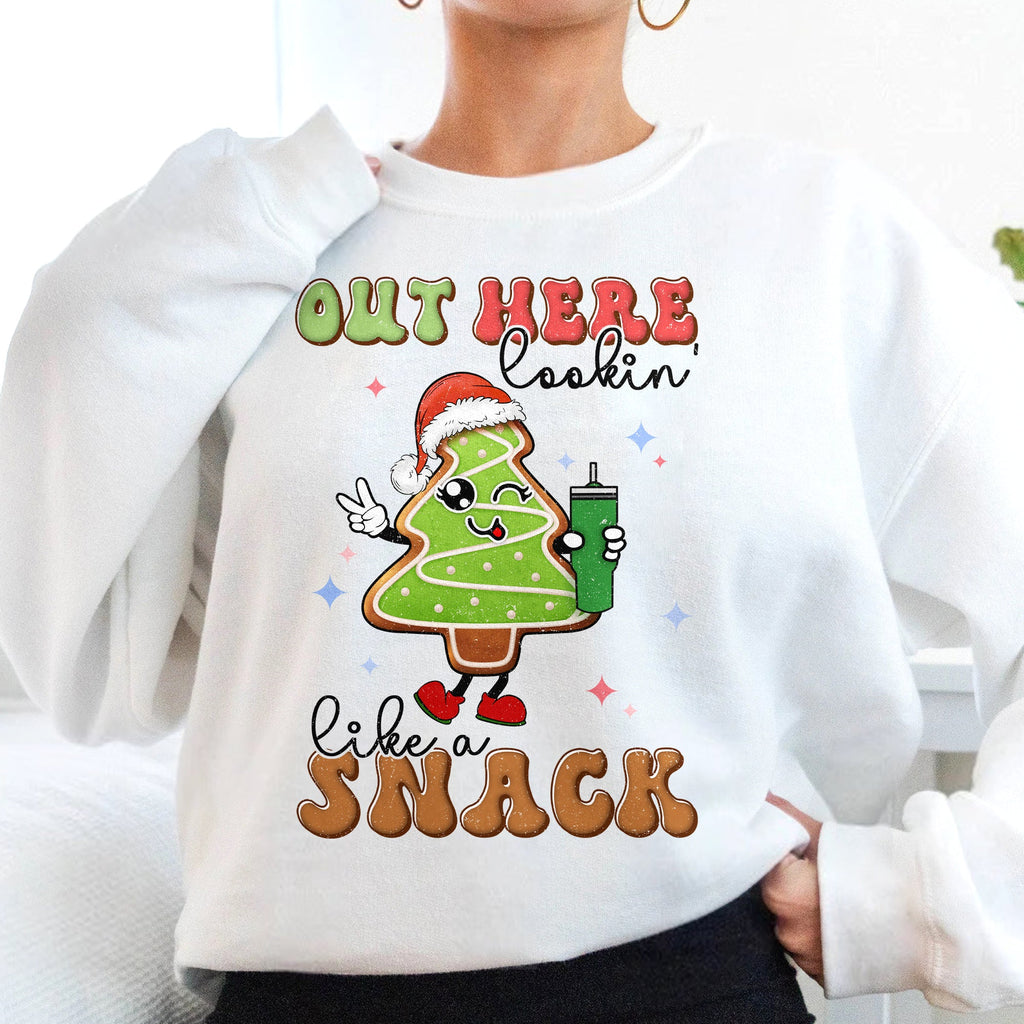 Sandjest Boojee Out Here Lookin Like a Snack Shirt, Christmas Tree Cake Shirt, Christmas Cake Shirt, Funny Christmas Sweatshirt