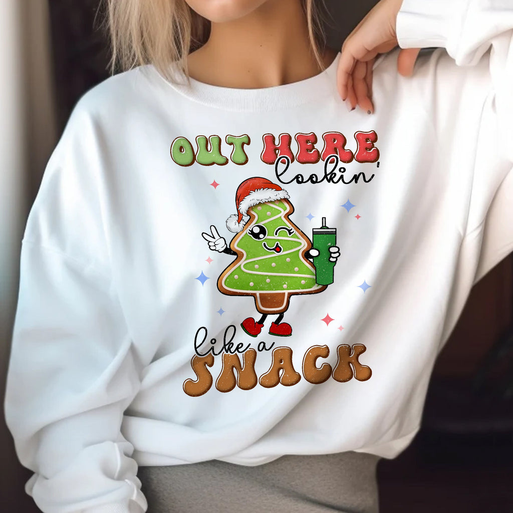 Sandjest Boojee Out Here Lookin Like a Snack Shirt, Christmas Tree Cake Shirt, Christmas Cake Shirt, Funny Christmas Sweatshirt