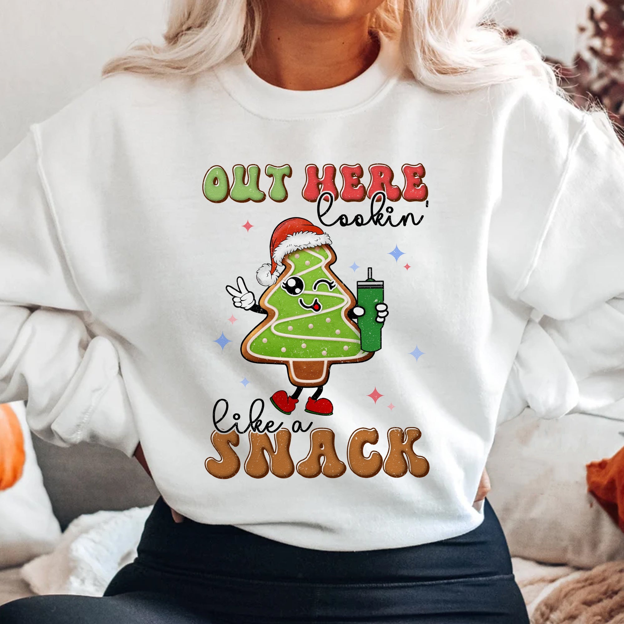Sandjest Boojee Out Here Lookin Like a Snack Shirt, Christmas Tree Cake Shirt, Christmas Cake Shirt, Funny Christmas Sweatshirt