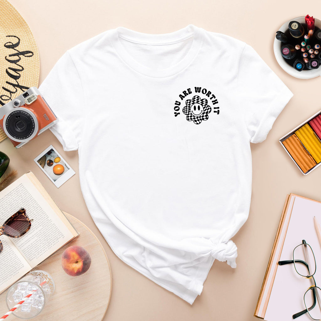 Sandjest Inspirational T-Shirt Don't Forget to Give Yourself Time to Grow You Are Worth It Wave Groovy Gift for Girl Friend Women