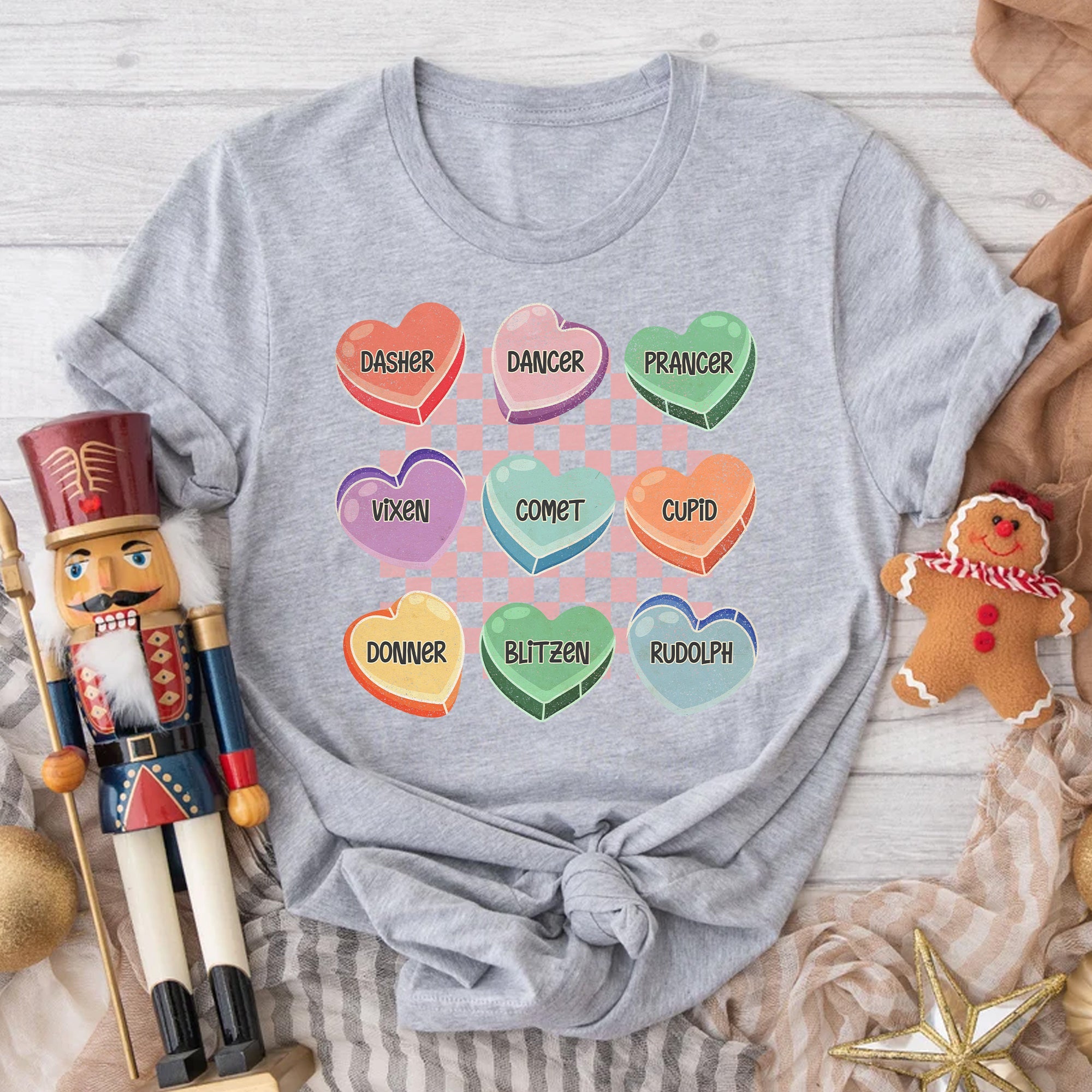 Sandjest Santa's Reindeer Retro Christmas Shirt, Holiday Reindeer Crew Sweatshirt, Rudolph Shirt, Xmas Family Shirt, Vintage Reindeer Graphic Tee