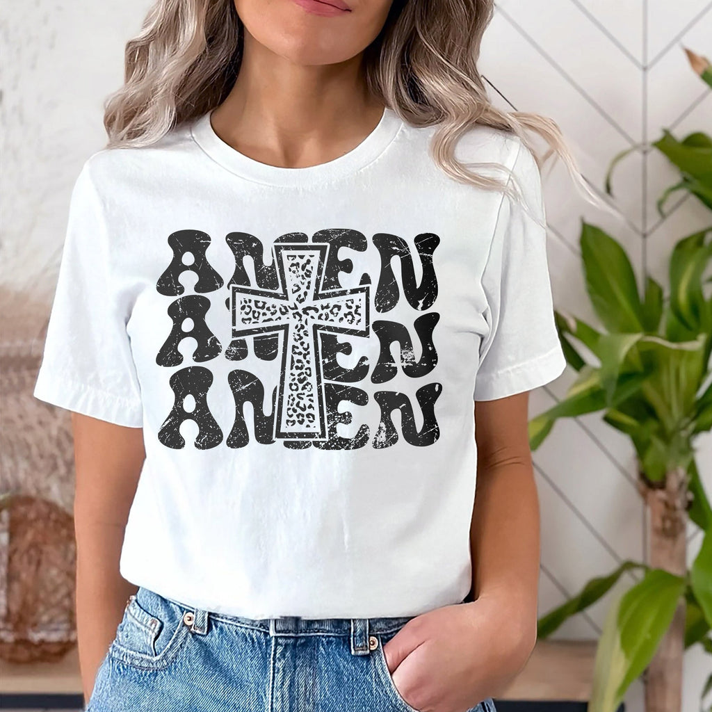 Sandjest Christian T-Shirt Amen Gift for Christian Jesus Lover Bible Lover