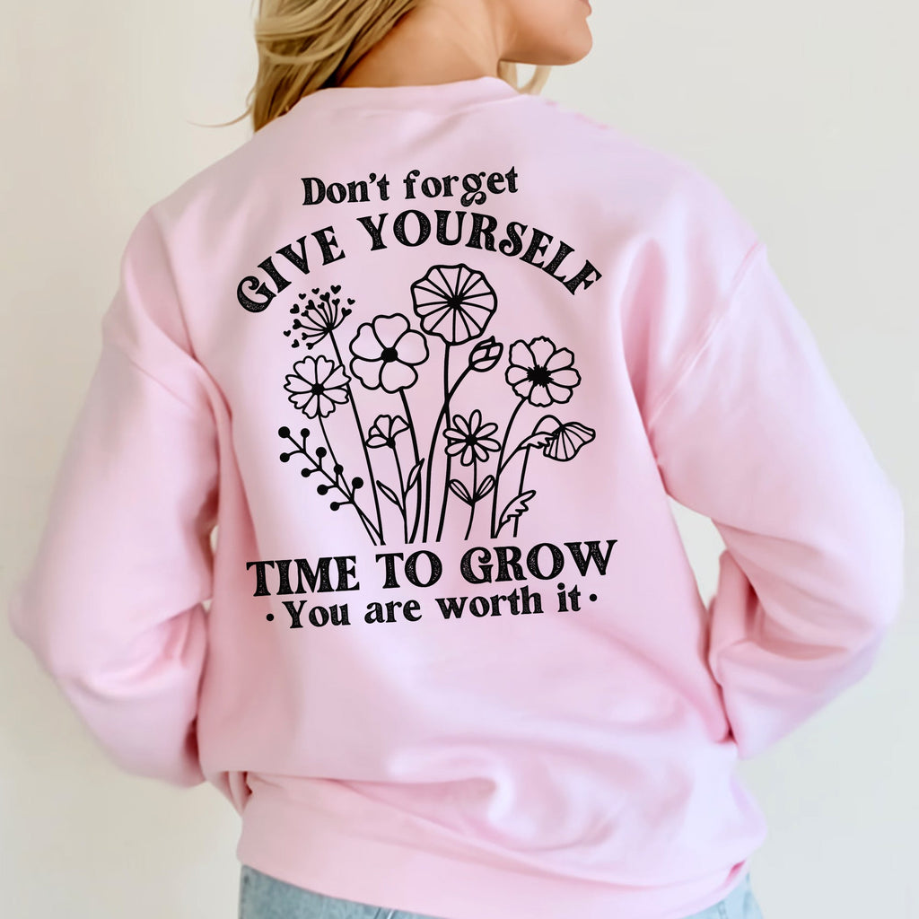 Sandjest Inspirational T-Shirt Don’t Forget Give Yourself Time to Grow You Are Worth It Gift for Women Girl Friends