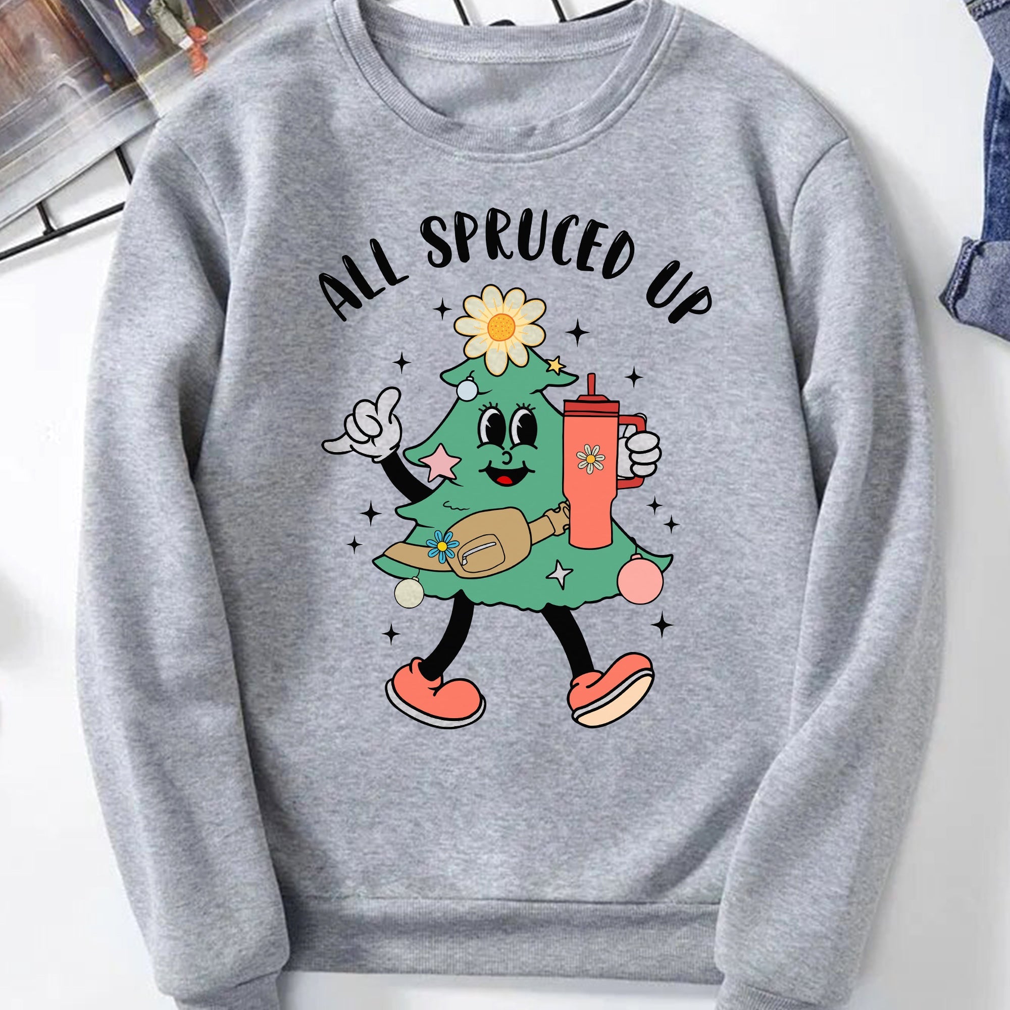 Sandjest Christmas Tree Sweatshirt, Boojee Christmas Shirt, Holiday Gifts For Women, Funny Xmas Shirt, All Spruced Up Shirt, Christmas Tree Shirt