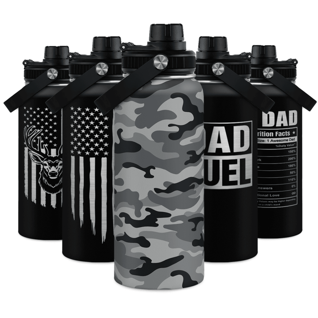 Camo Camouflage Chug Lid Water Bottle 32oz