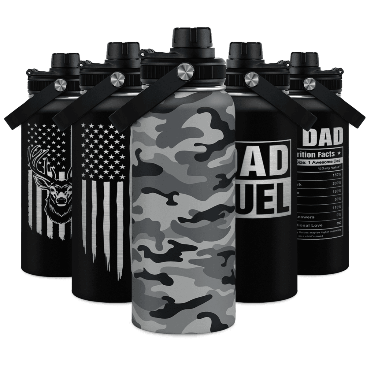 Camo Camouflage Chug Lid Water Bottle 32oz