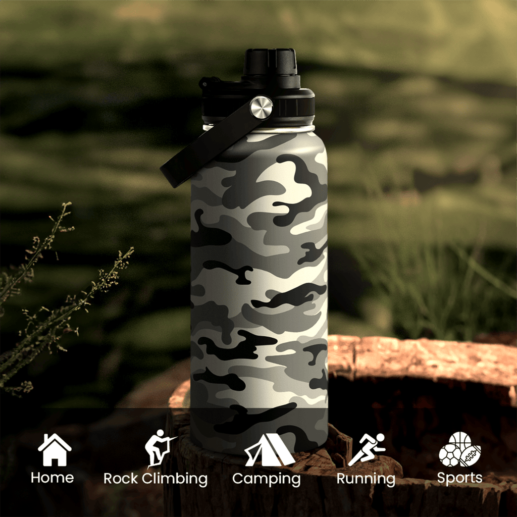 Camo Camouflage Chug Lid Water Bottle 32oz