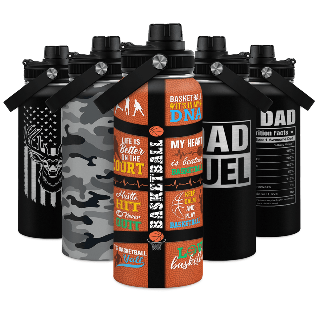 Orange Basketball Chug Lid Water Bottle 32oz
