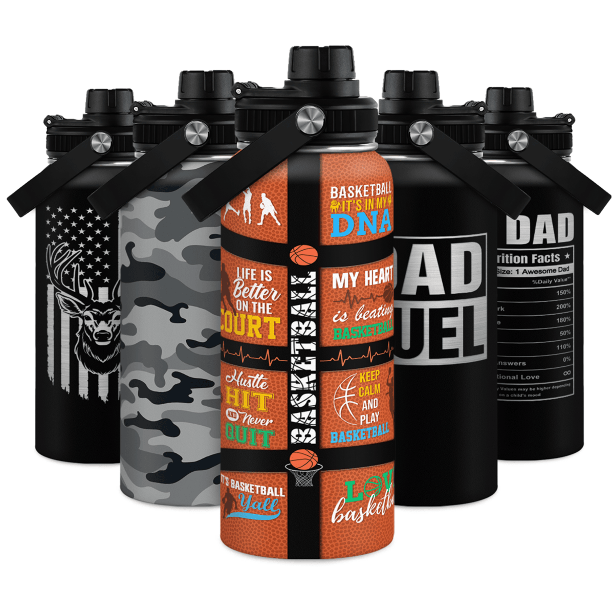 Orange Basketball Chug Lid Water Bottle 32oz