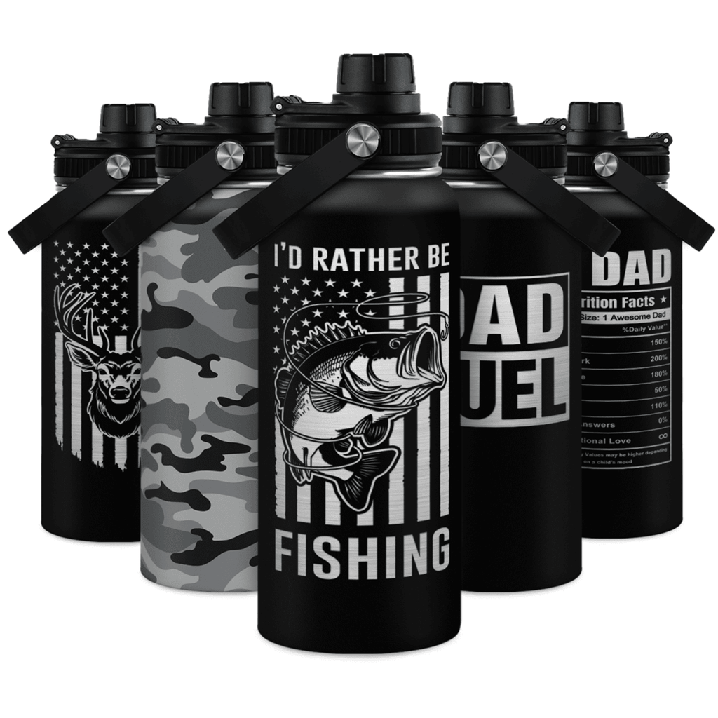 Black Fishing Chug Lid Water Bottle 32oz