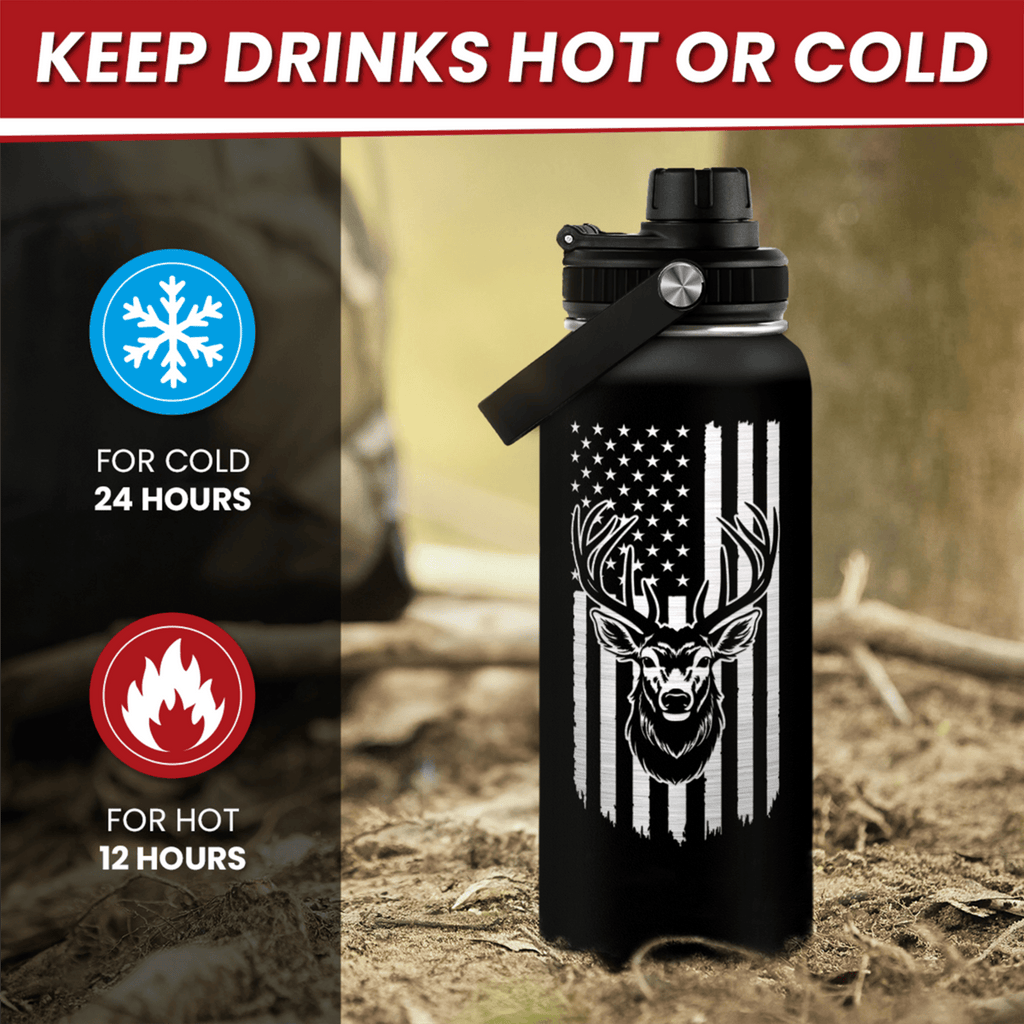 Black Hunting Chug Lid Water Bottle 32oz