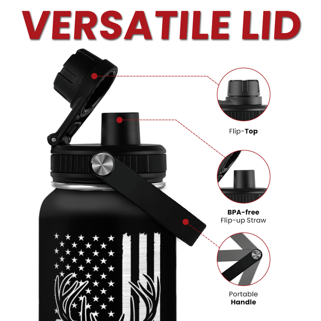 Black Hunting Chug Lid Water Bottle 32oz