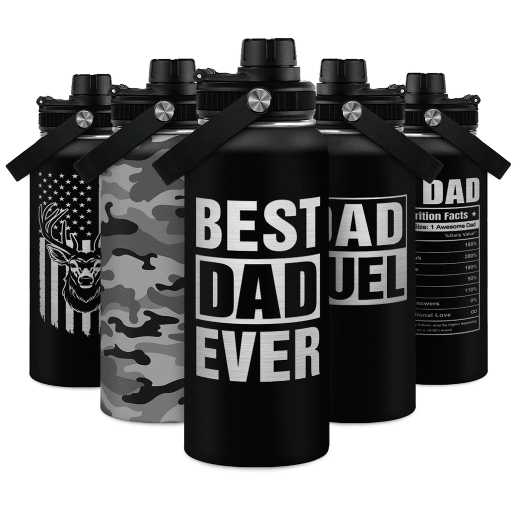 Best Dad Ever Insulated Water Bottle 32oz with 3-in-1 Lid