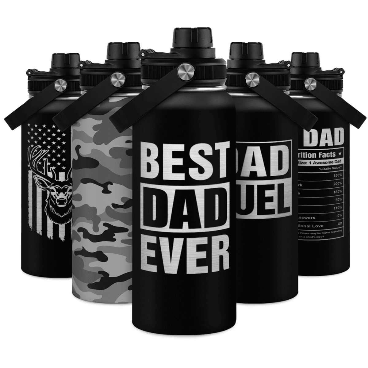 Best Dad Ever Insulated Water Bottle 32oz with 3-in-1 Lid