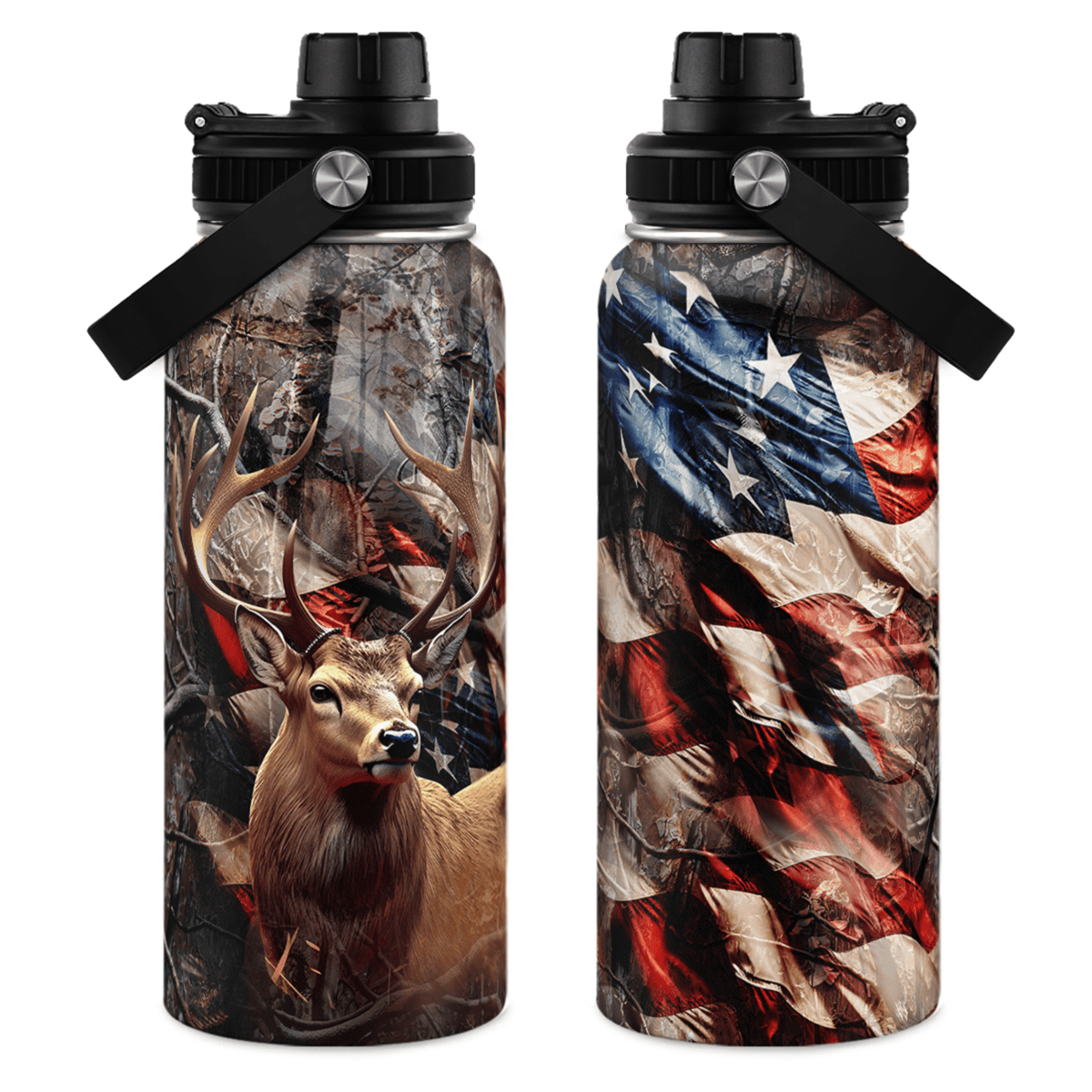 Brown Hunting Chug Lid Water Bottle 32oz
