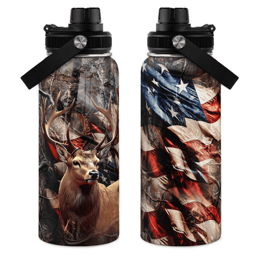 Brown Hunting Chug Lid Water Bottle 32oz
