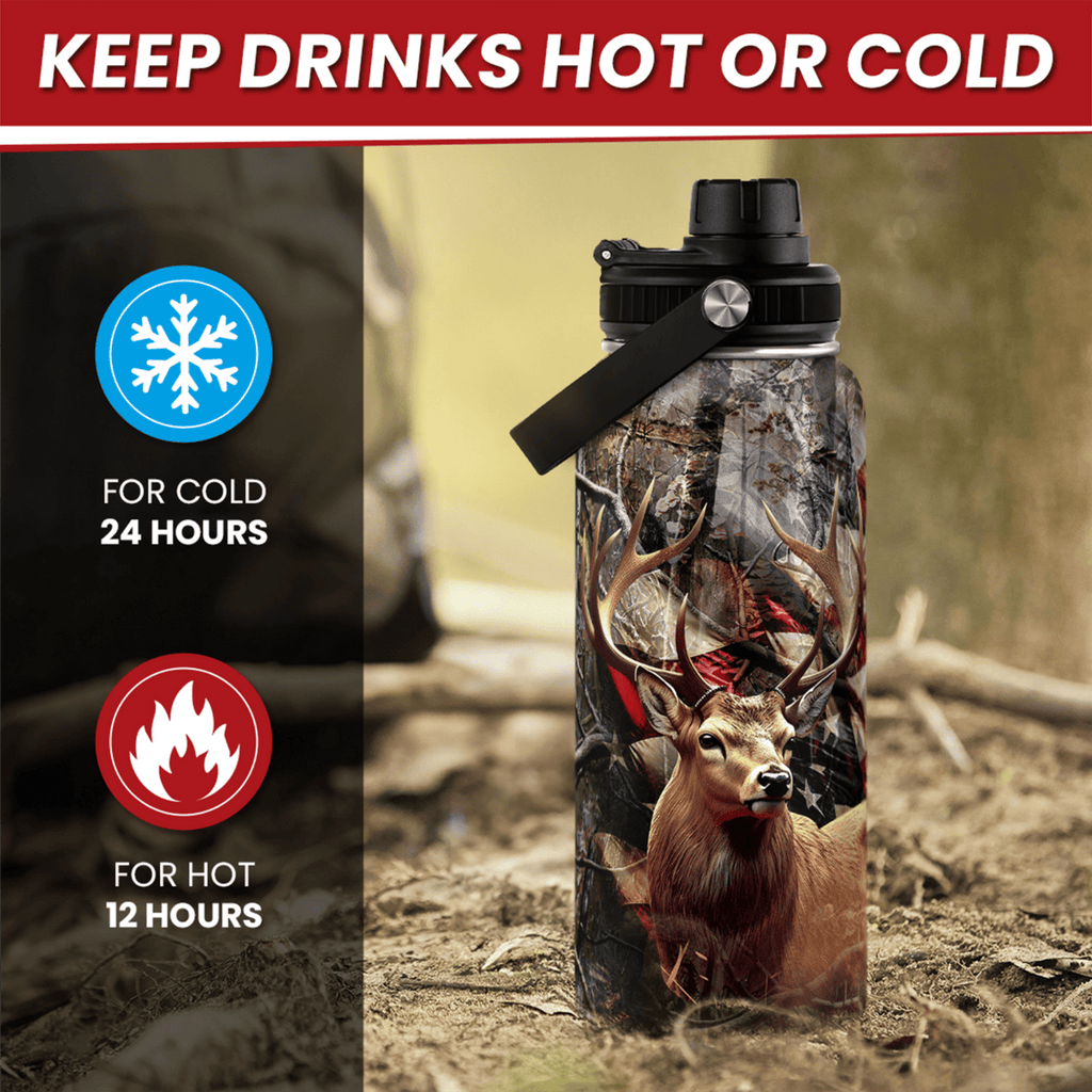 Brown Hunting Chug Lid Water Bottle 32oz