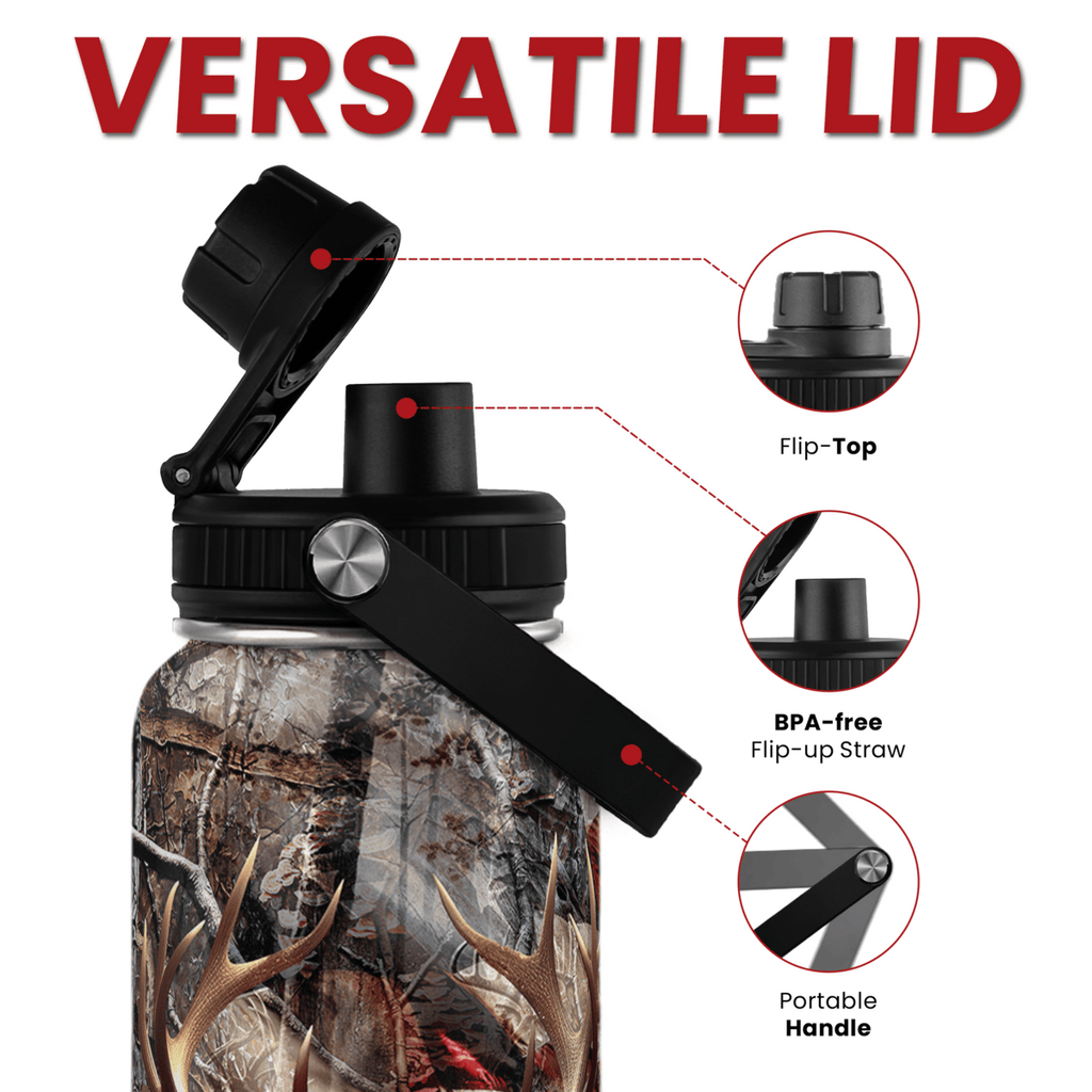 Brown Hunting Chug Lid Water Bottle 32oz