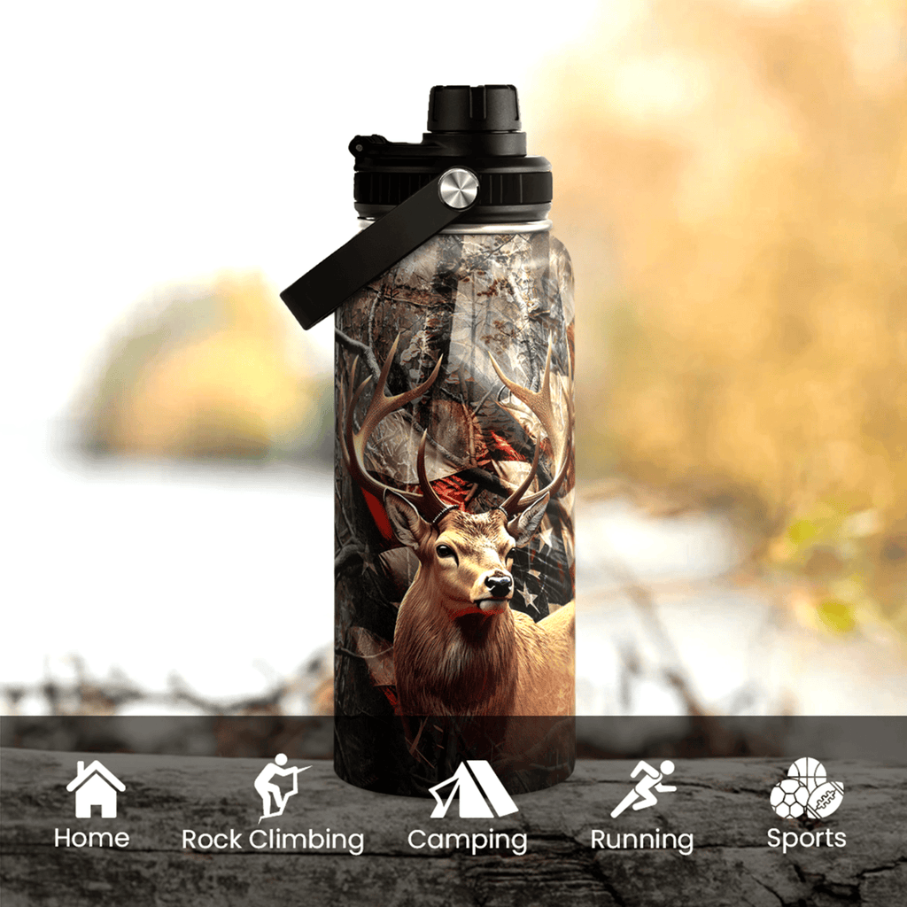Brown Hunting Chug Lid Water Bottle 32oz