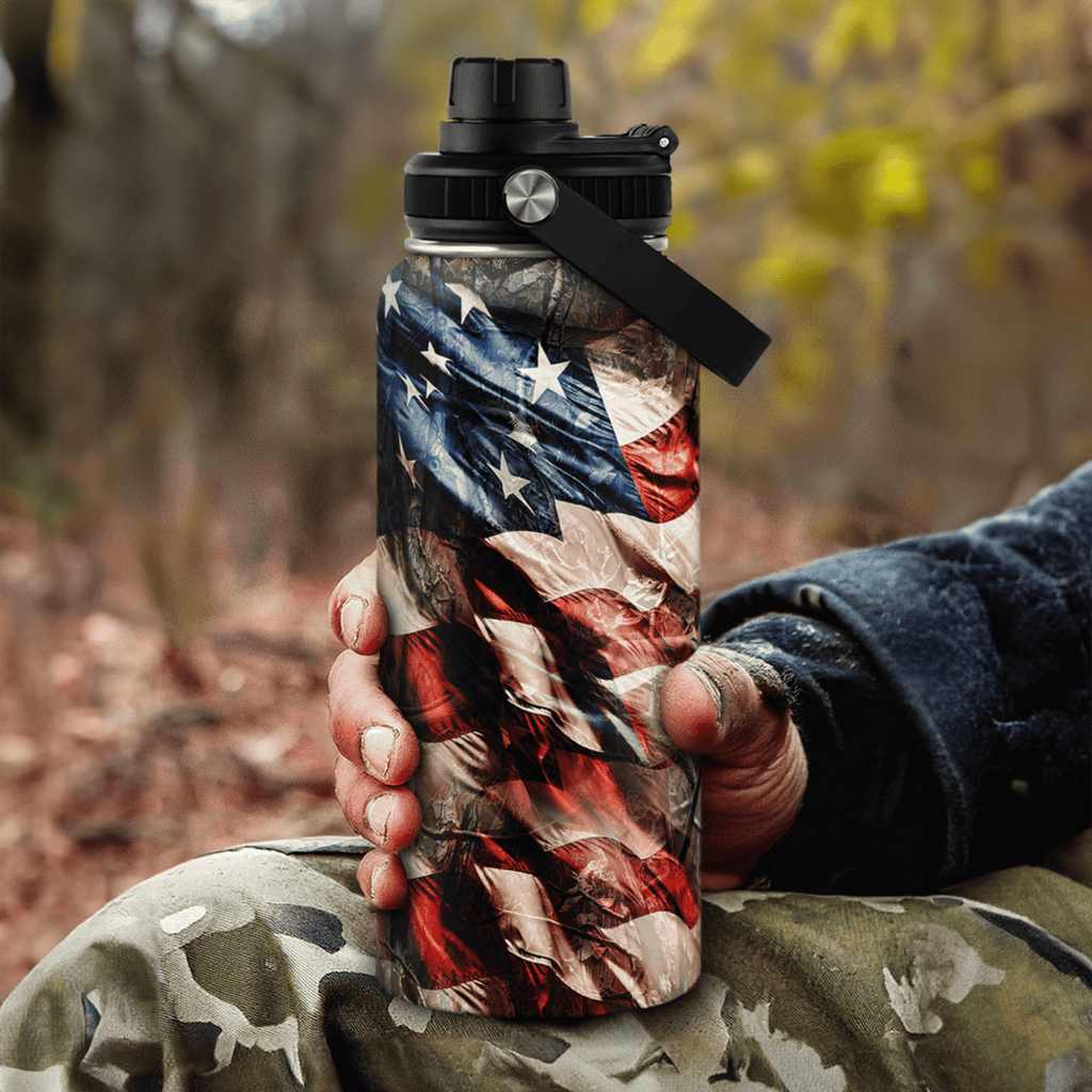 Brown Hunting Chug Lid Water Bottle 32oz