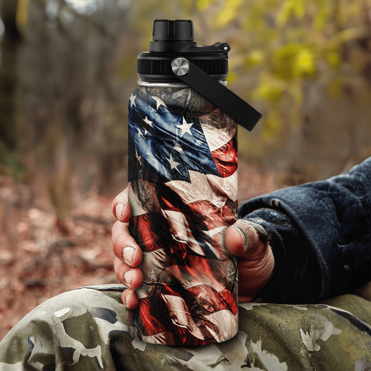 Brown Hunting Chug Lid Water Bottle 32oz