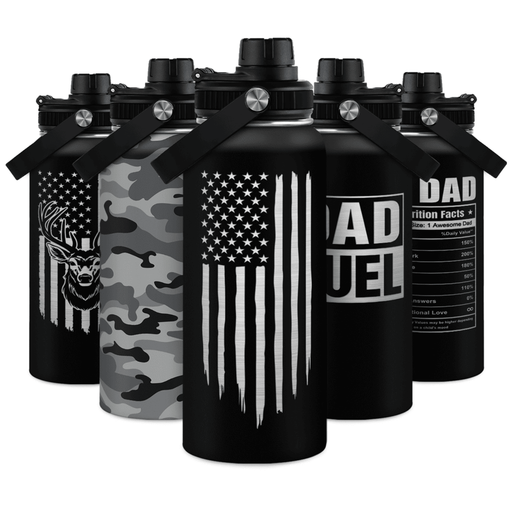 Black American Flag Chug Lid Water Bottle 32oz