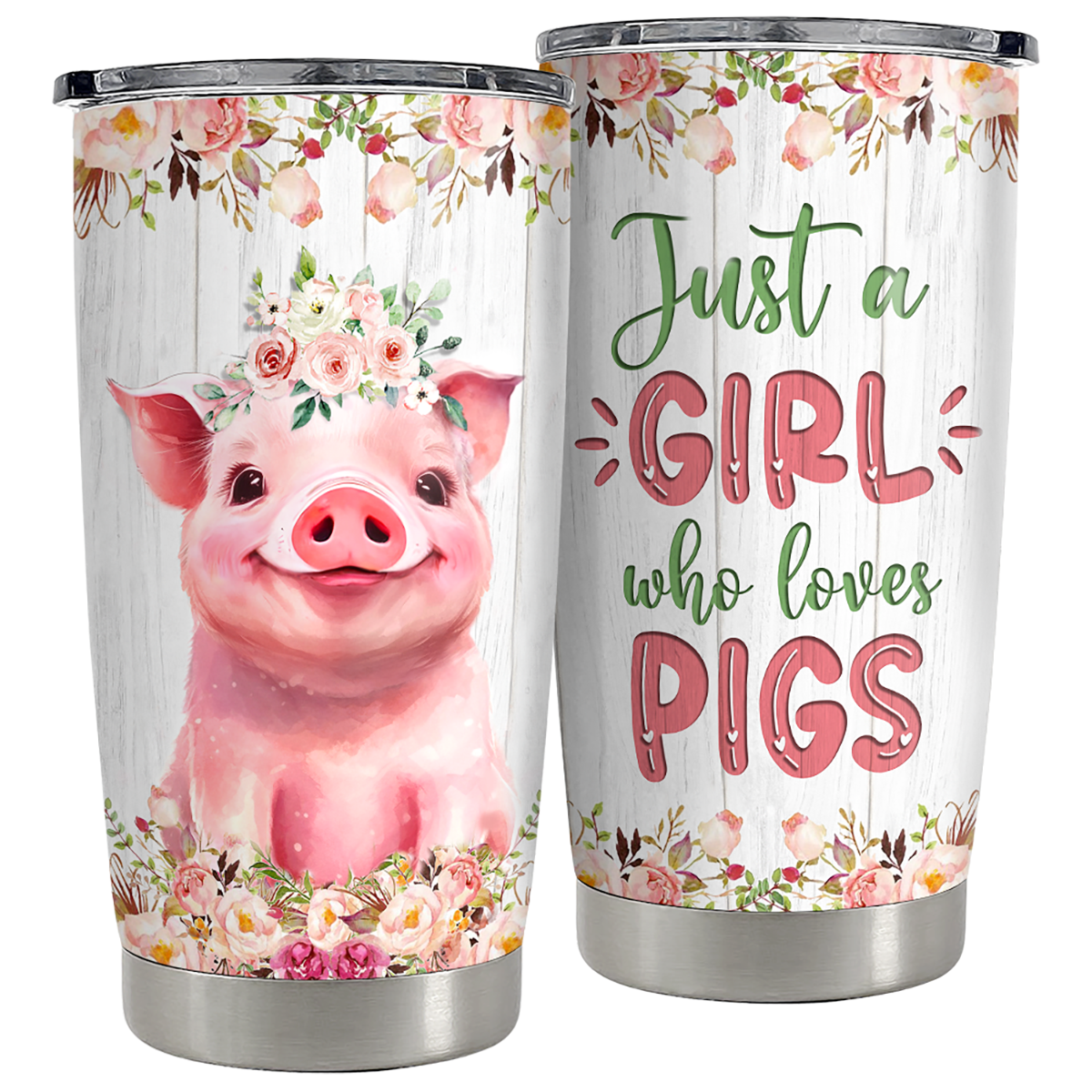 White Pig Stainless Steel Curved Tumbler 20oz