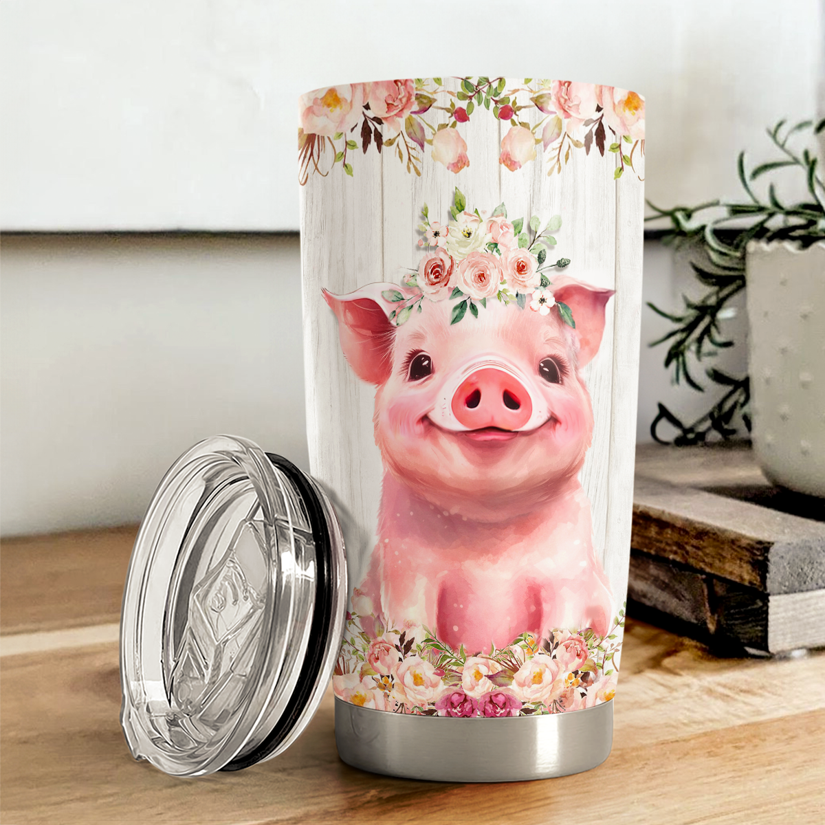 White Pig Stainless Steel Curved Tumbler 20oz