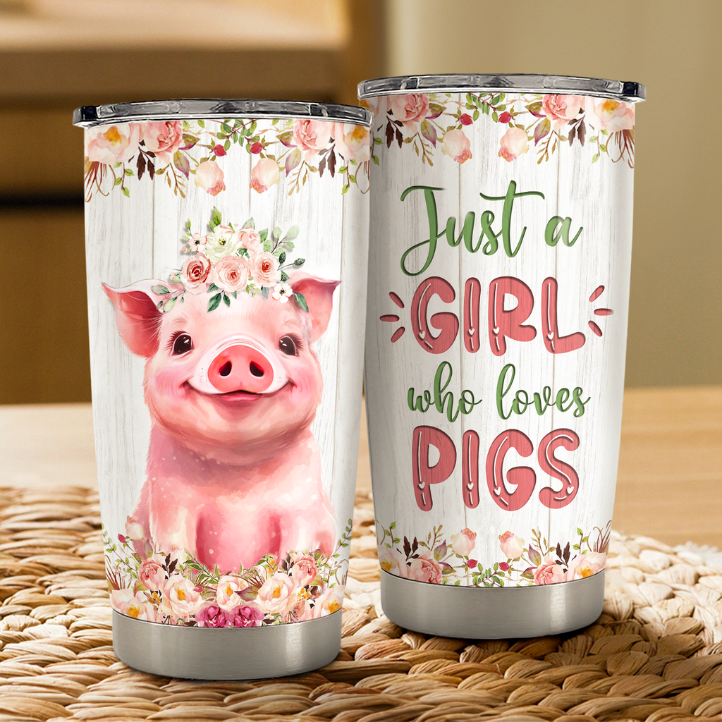 White Pig Stainless Steel Curved Tumbler 20oz